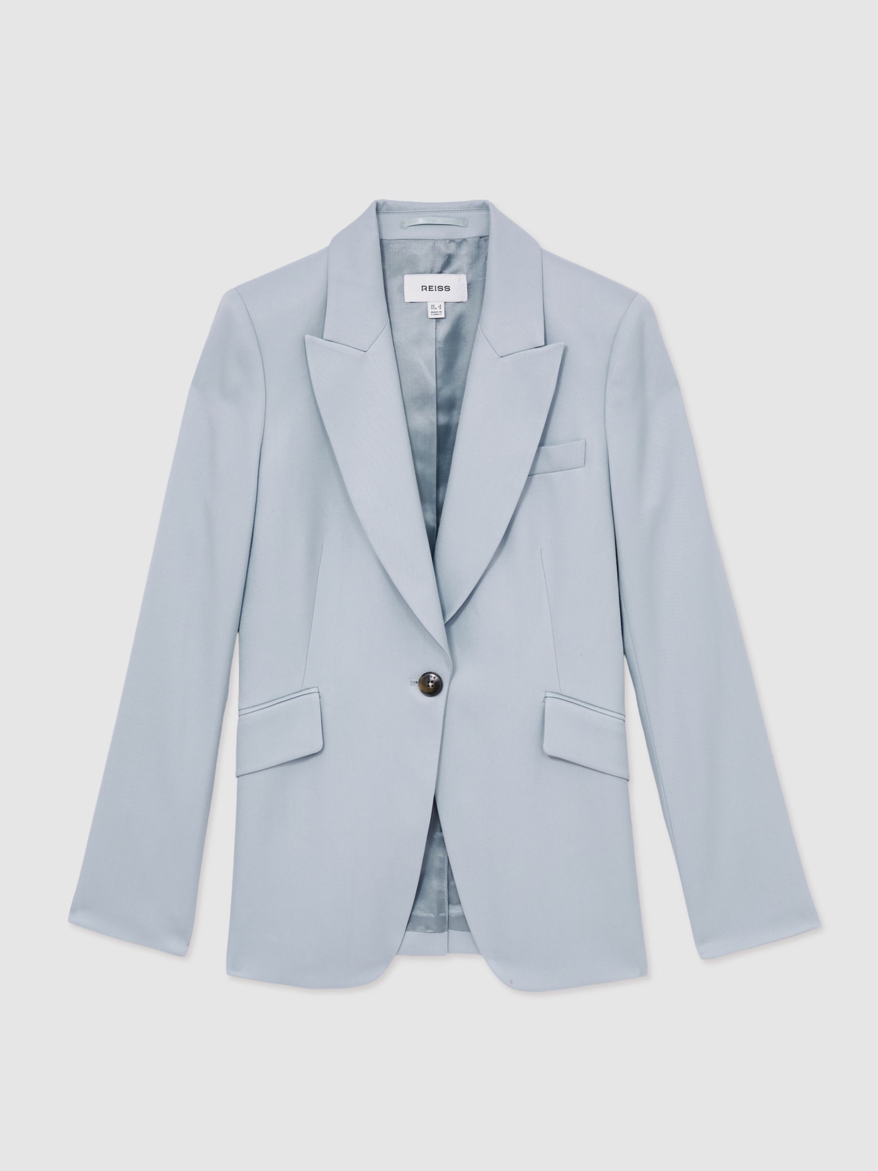 Single-Breasted Peak-Lapel Tailored Blazer in Blue - Image 3 of 7