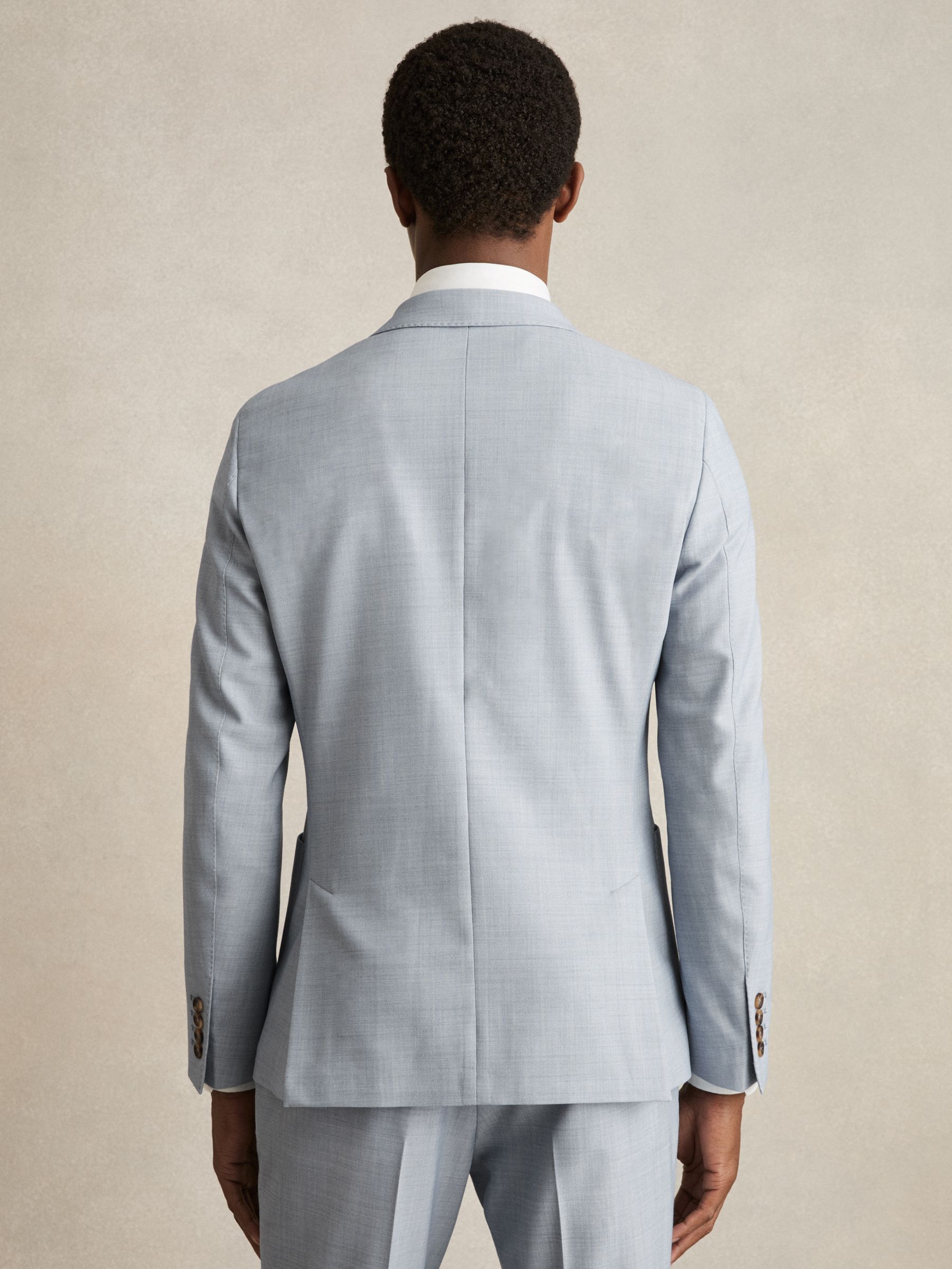 Double-Breasted Textured Suit Blazer With Wool Slim-Fit in Soft Blue - Image 7 of 10