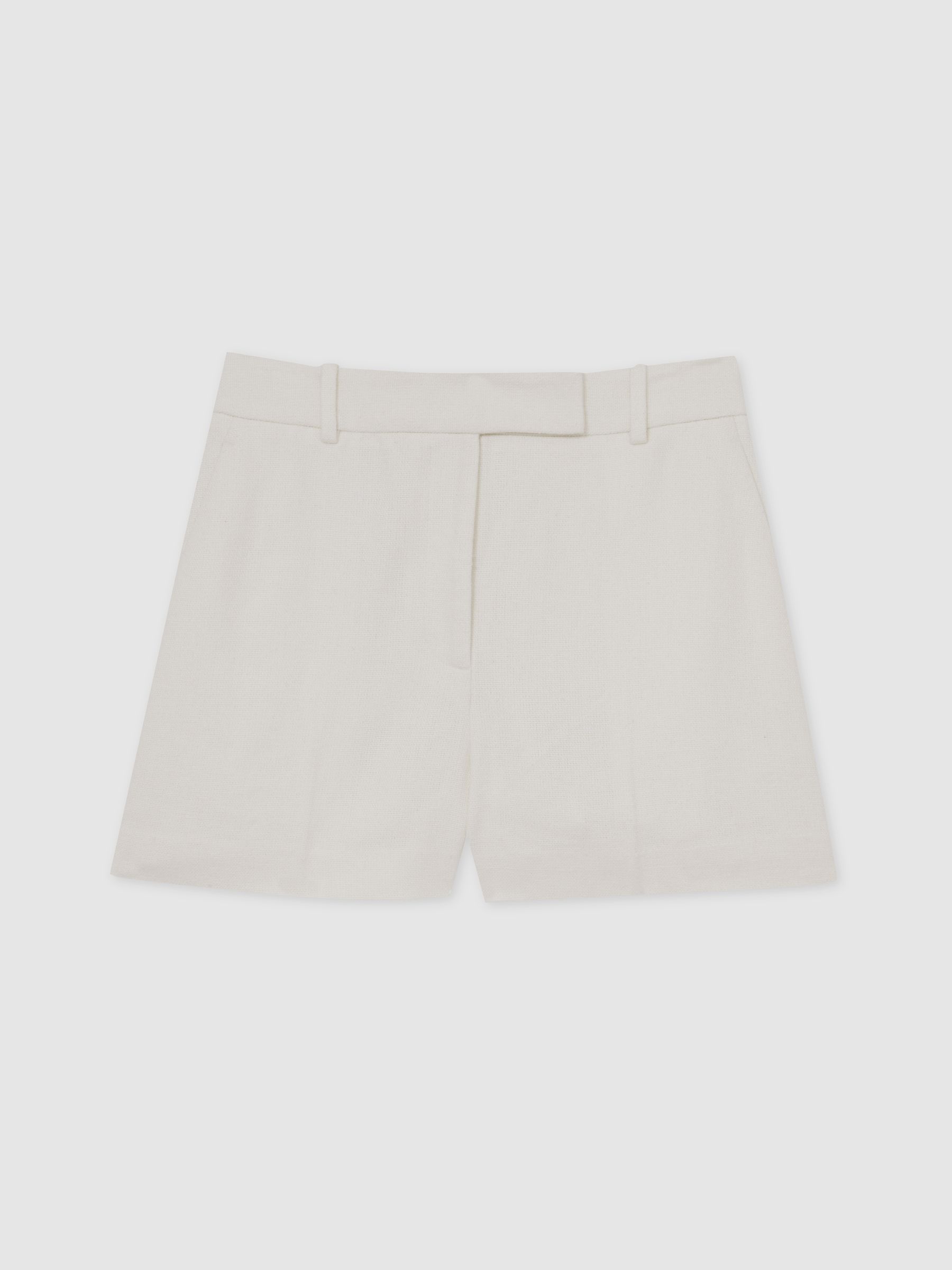 Linen-Blend Tailored Shorts in White - Image 2 of 7
