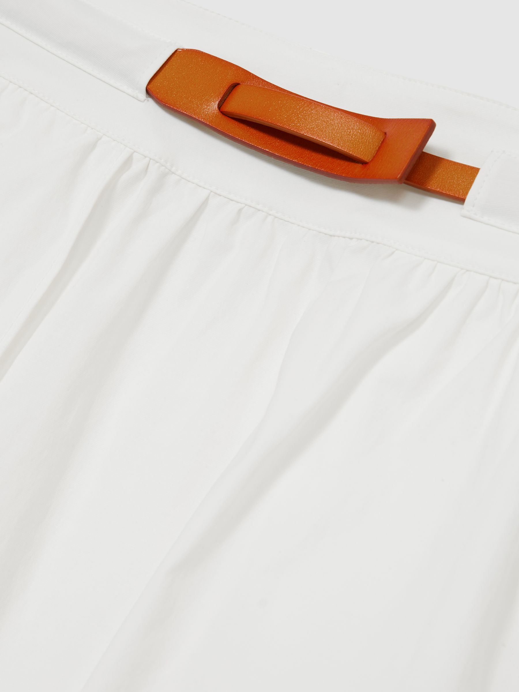 Poplin Belted Split Midi Skirt in Ivory - image 5