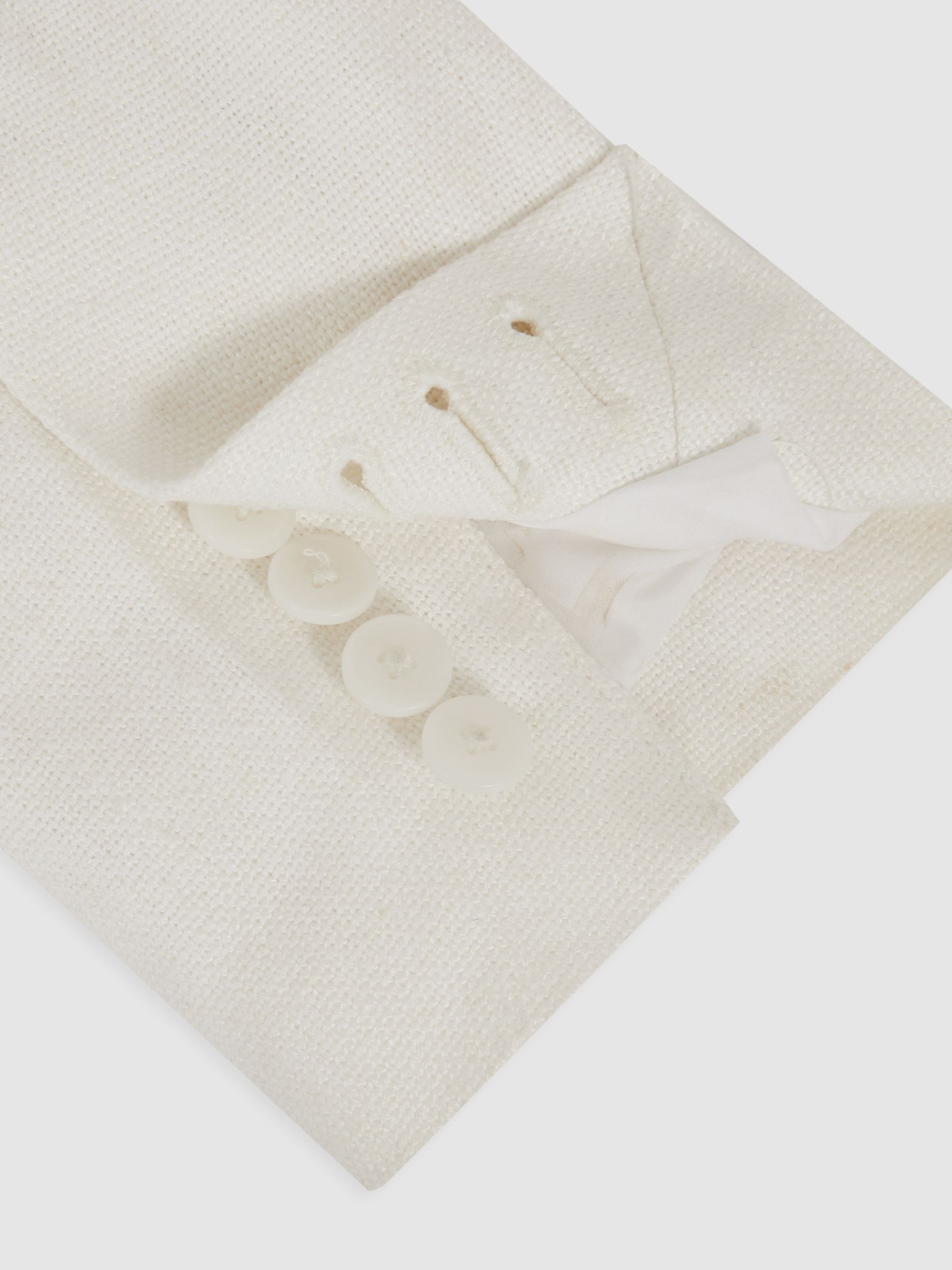 Linen-Blend Double-Breasted Suit Jacket in White - image 5