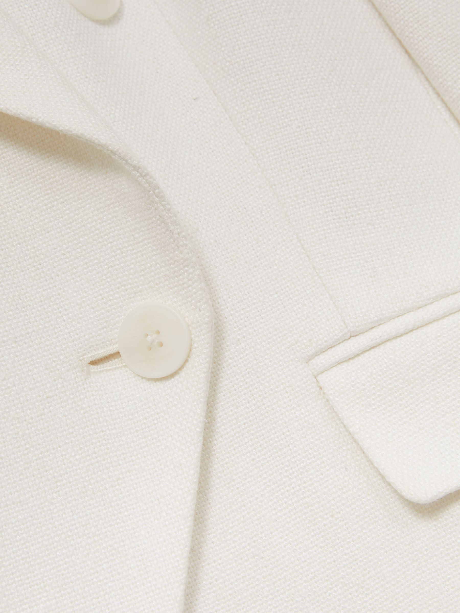 Linen-Blend Double-Breasted Suit Jacket in White - Image 7 of 9