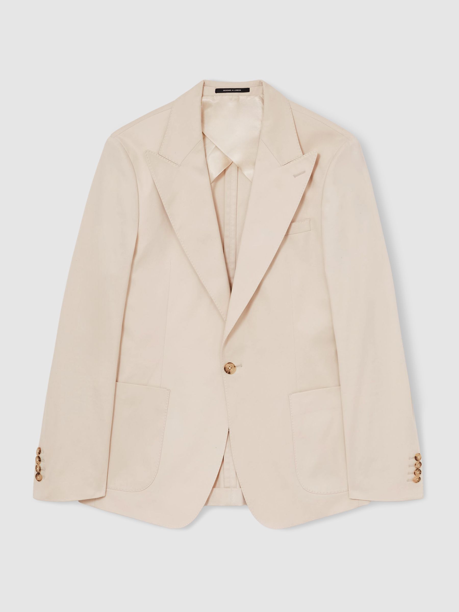 Slim-Fit Single-Breasted Suit Blazer in Stone - Image 2 of 9