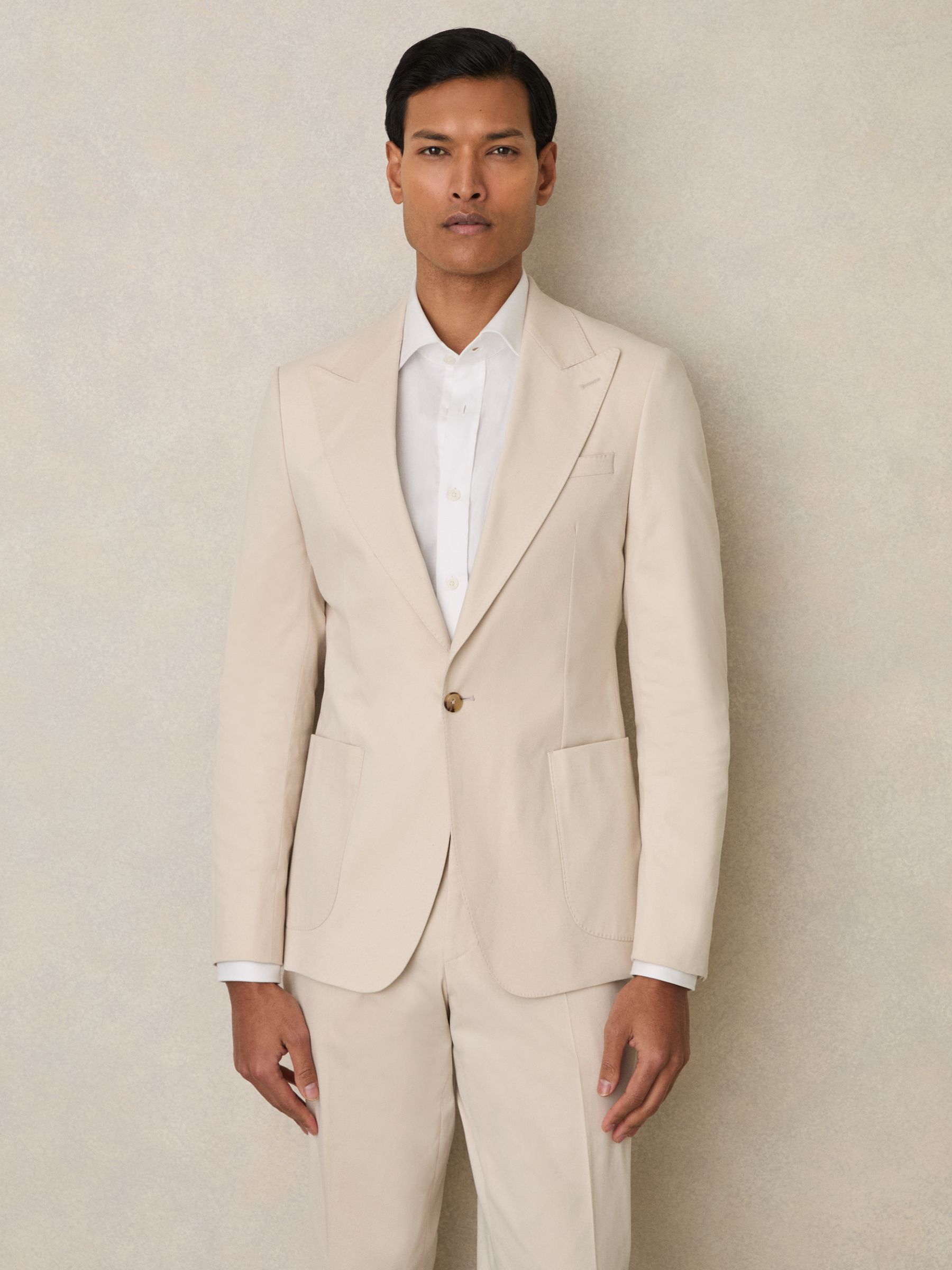 Slim-Fit Single-Breasted Suit Blazer in Stone - Image 3 of 9