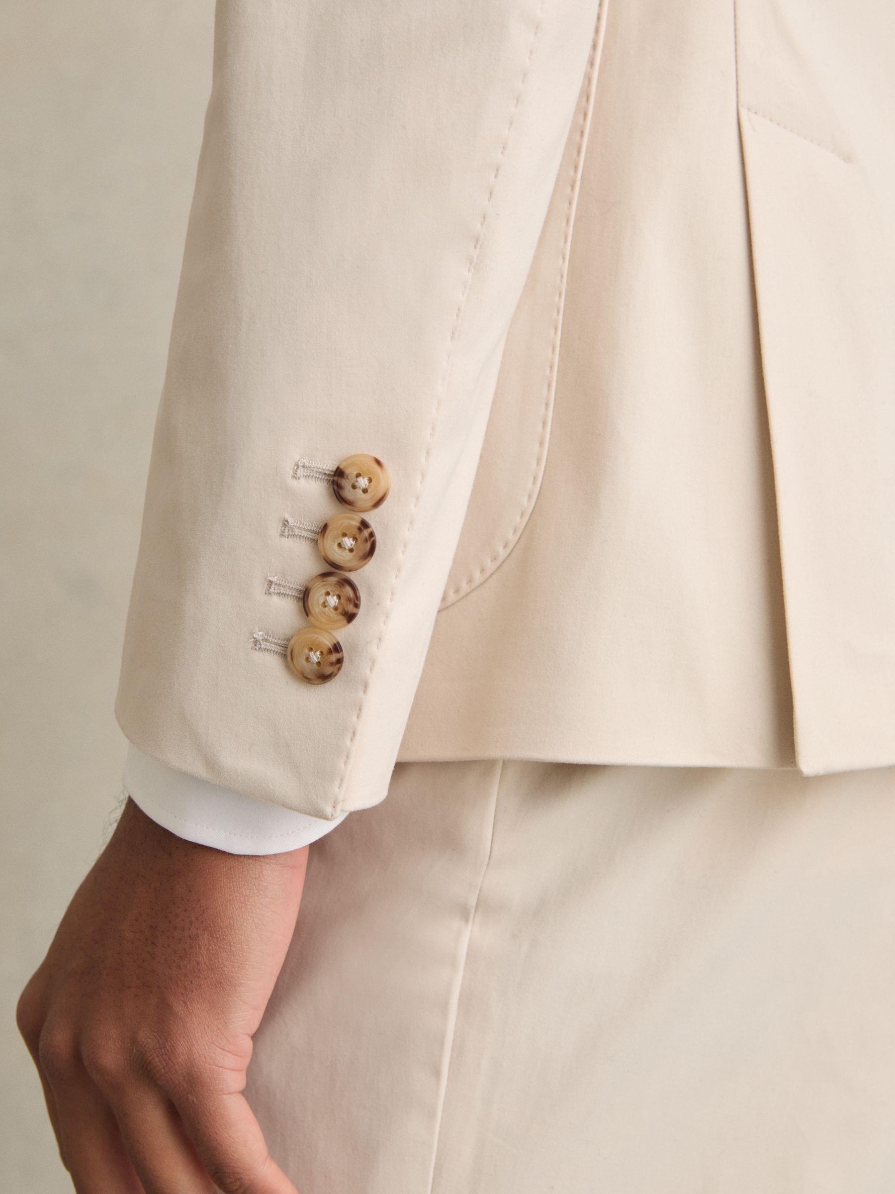 Slim-Fit Single-Breasted Suit Blazer in Stone - Image 5 of 9