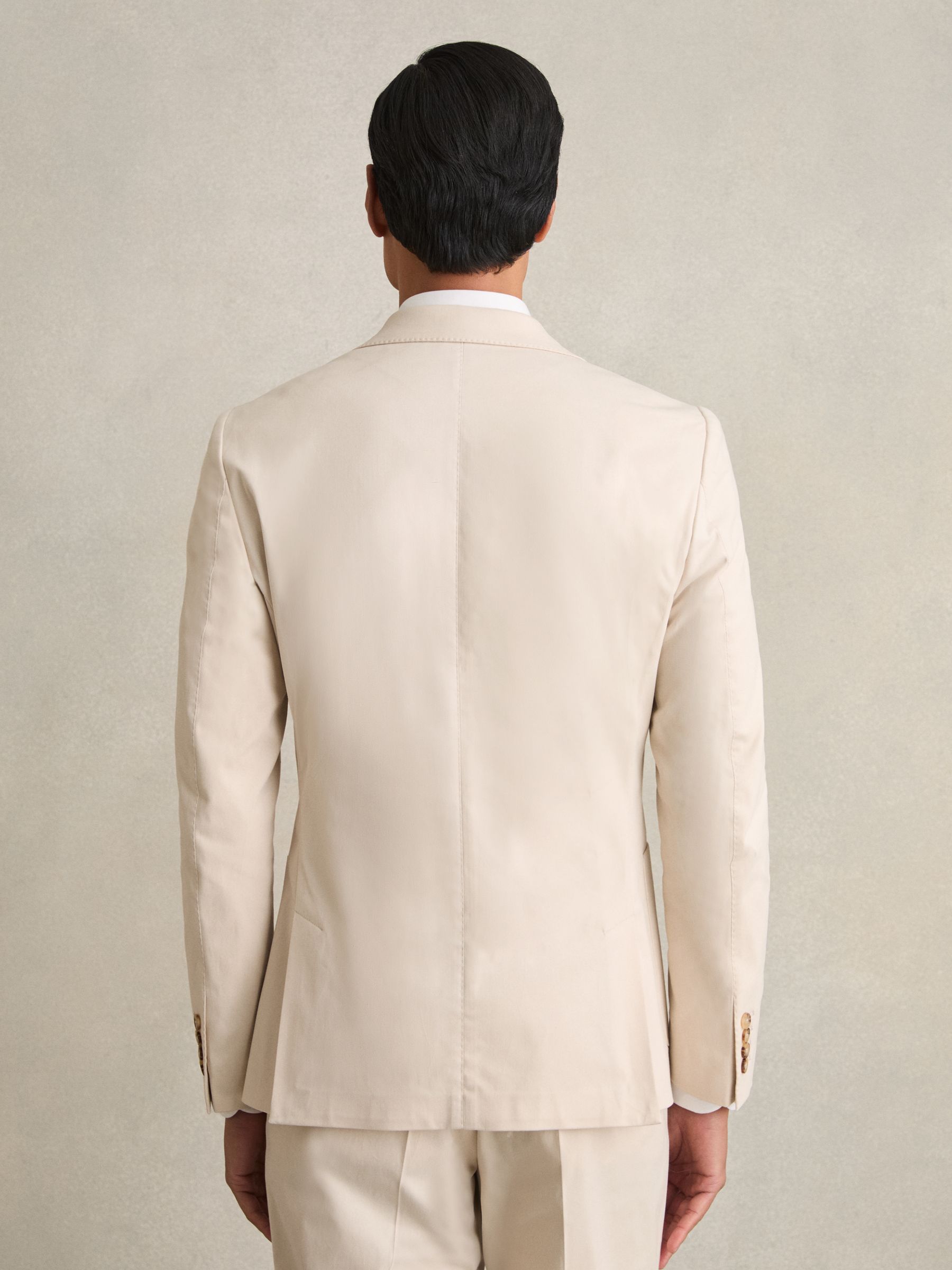 Slim-Fit Single-Breasted Suit Blazer in Stone - Image 6 of 9