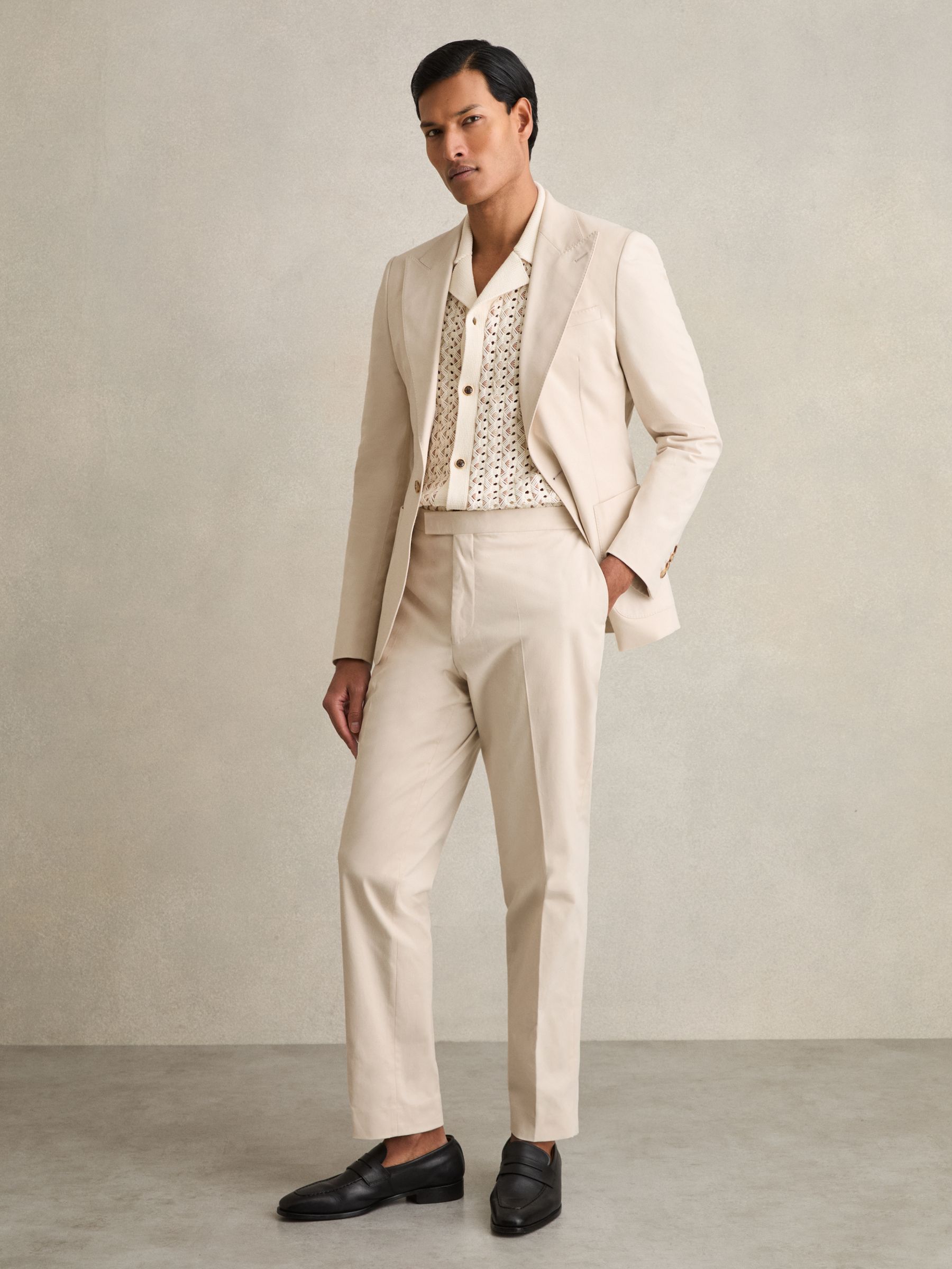 Slim-Fit Single-Breasted Suit Blazer in Stone - Image 7 of 9