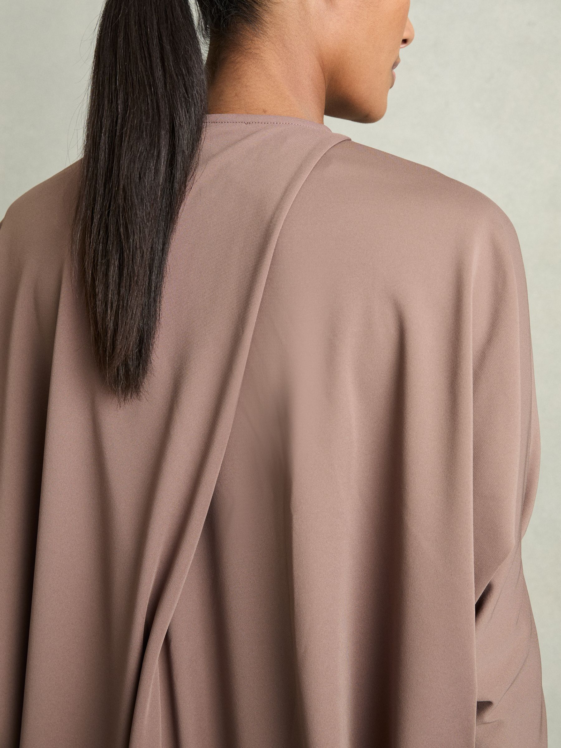 Draped Jersey Midi Dress in Mink - Image 3 of 5