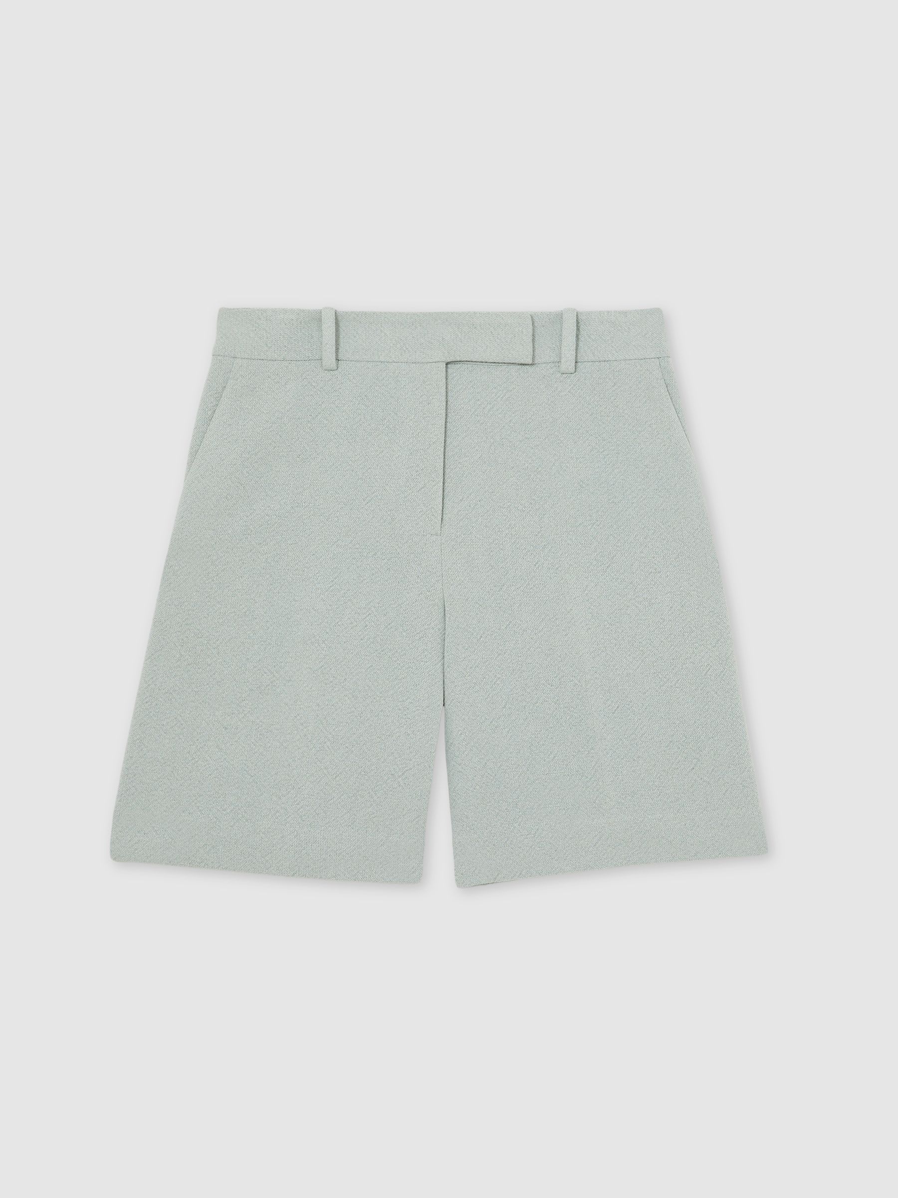 Tailored Bermuda Shorts with Linen in Blue - Image 2 of 7