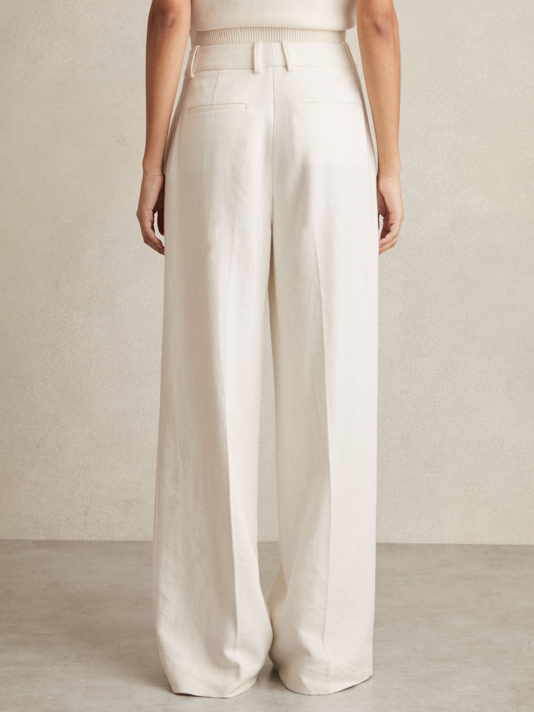Linen-Blend Wide-Leg Trousers in White - Image 6 of 7