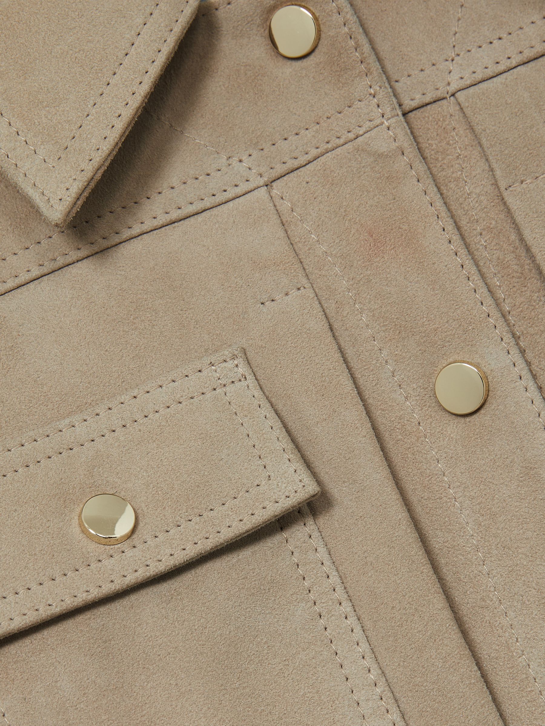 Suede Trucker Jacket in Neutral - Image 7 of 7