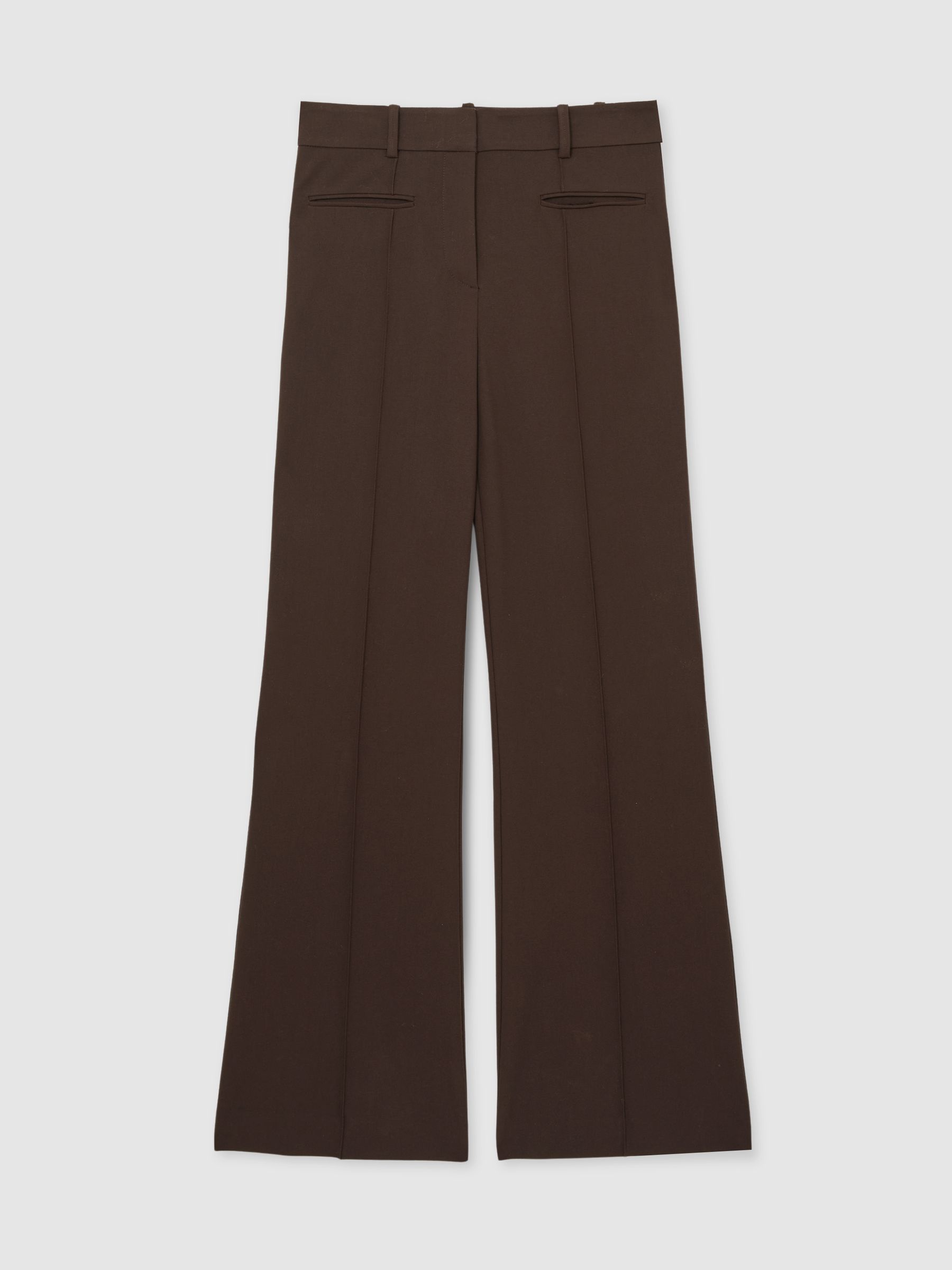 Petite High Rise Flared Trousers in Chocolate Brown - Image 2 of 7