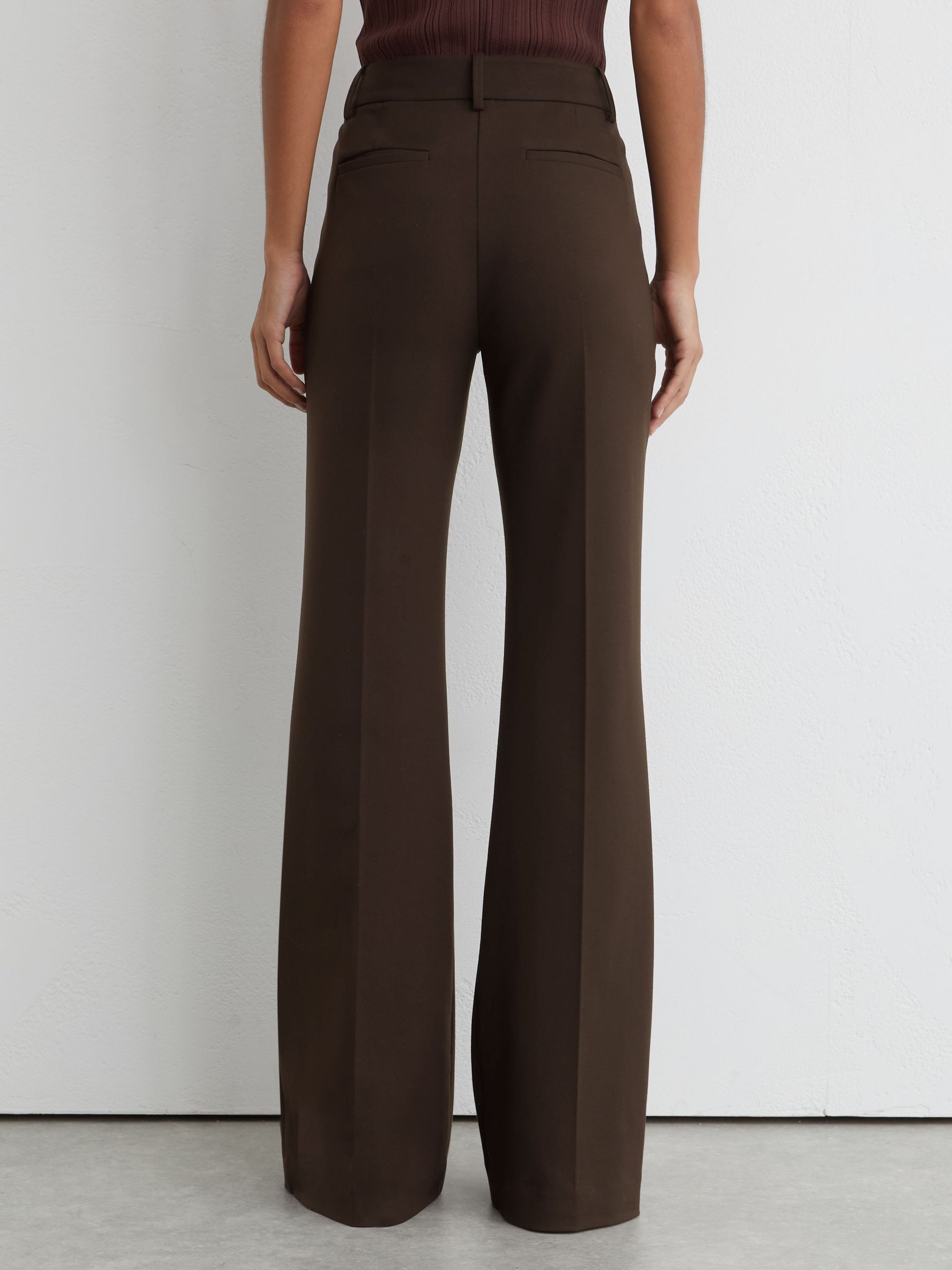 Petite High Rise Flared Trousers in Chocolate Brown - image 5