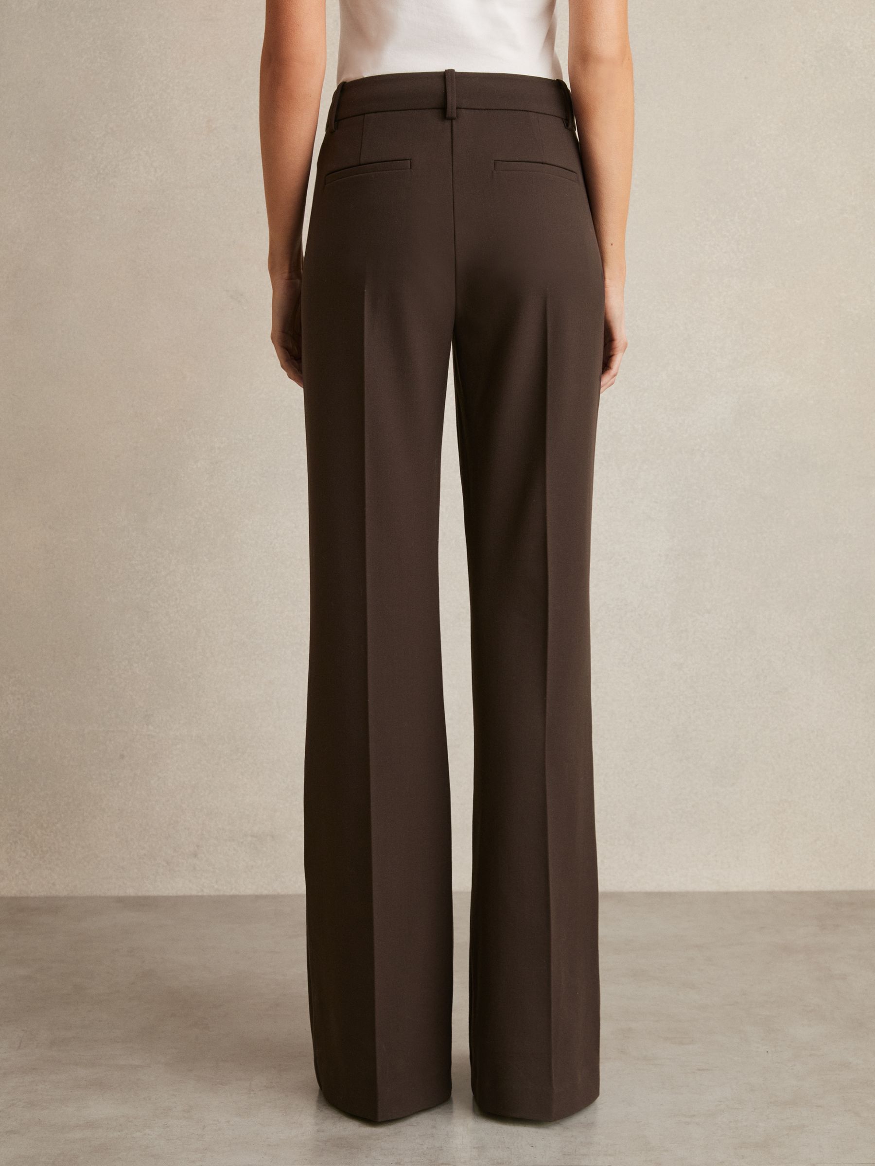 Petite High Rise Flared Trousers in Chocolate Brown - Image 5 of 7