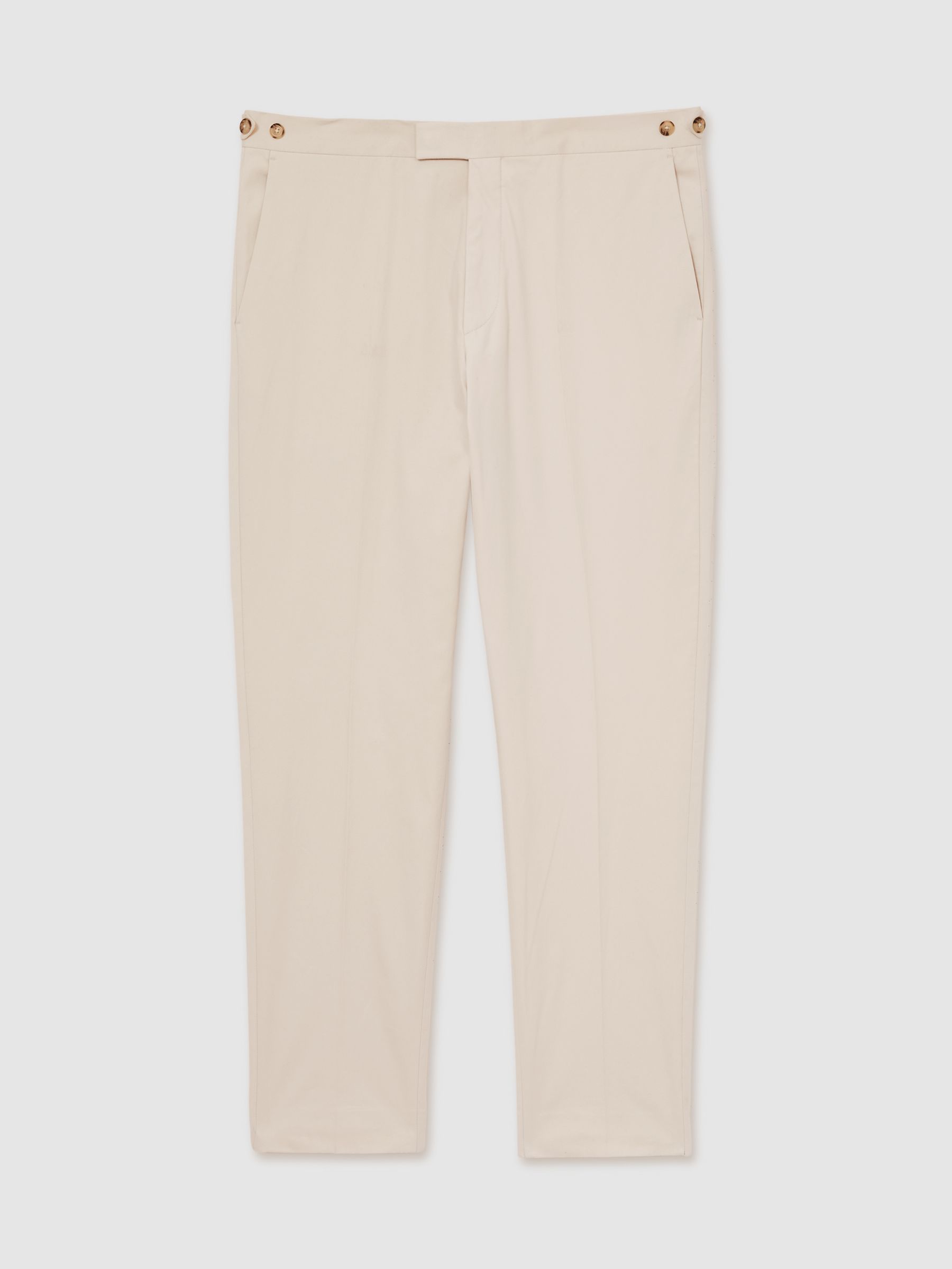 Cotton Slim-Fit Suit Trousers With Stretch in Stone - Image 2 of 7