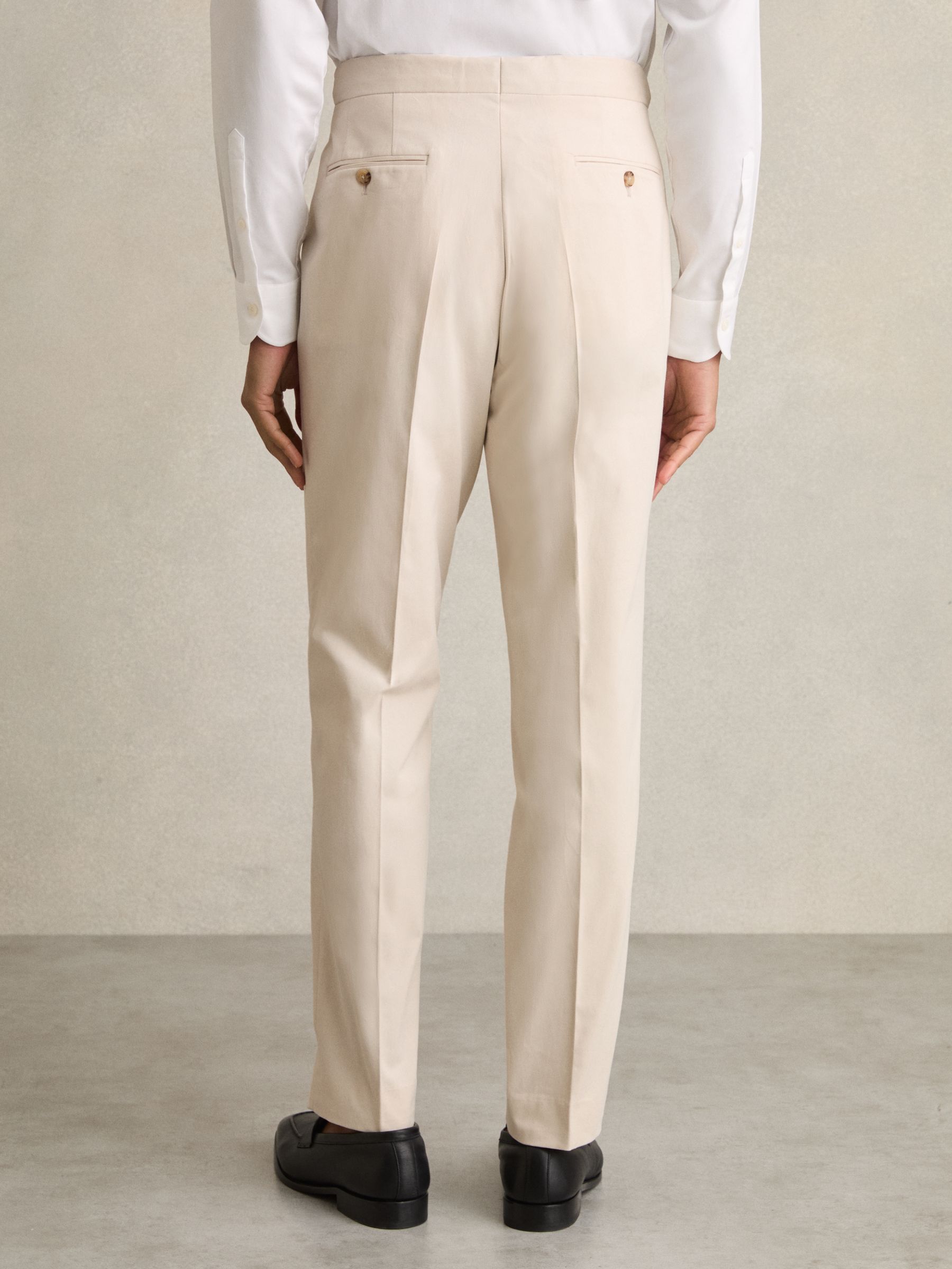 Cotton Slim-Fit Suit Trousers With Stretch in Stone - Image 6 of 7