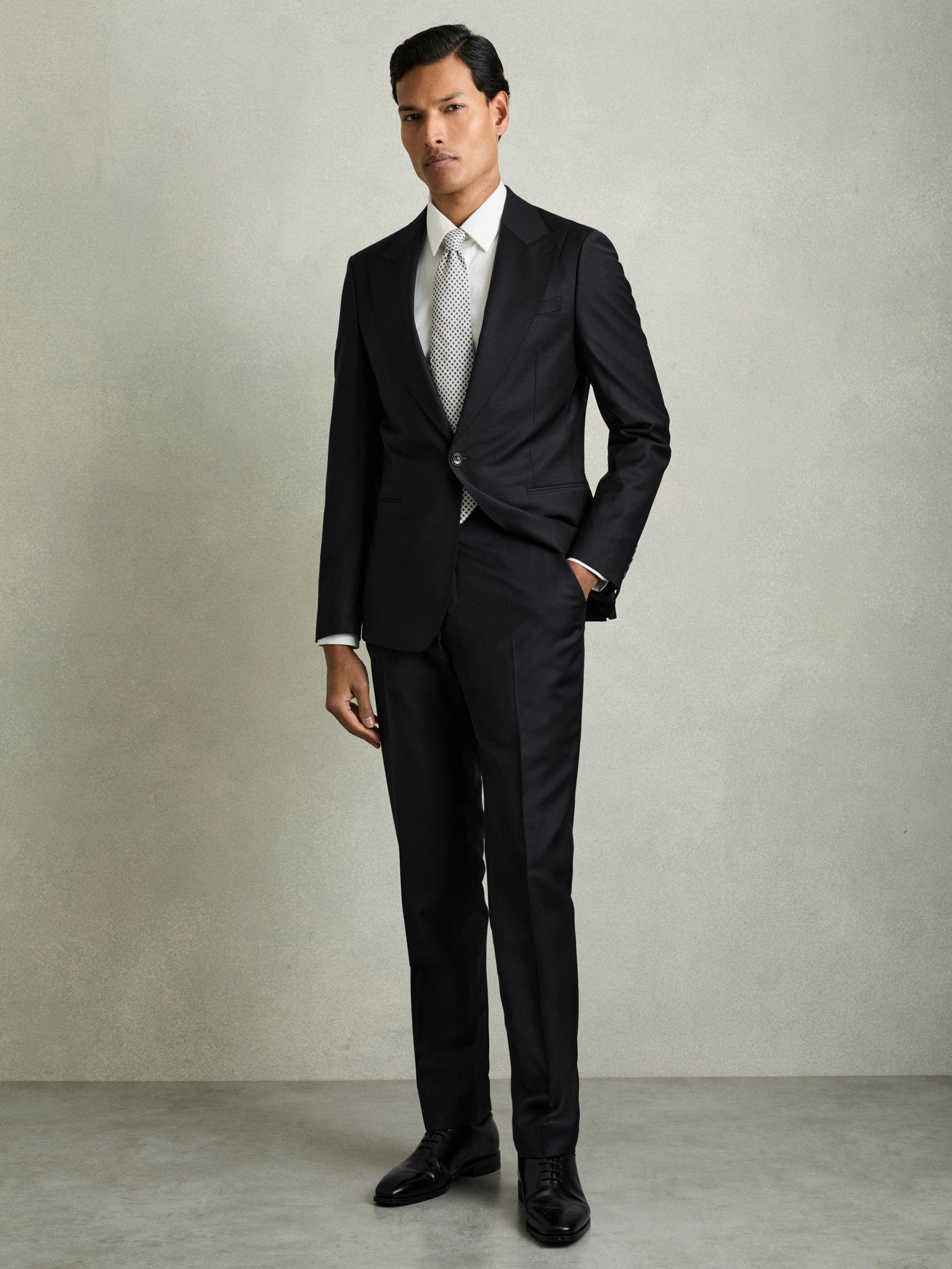 Wool-Blend Suit Trousers in Navy - Image 1 of 8