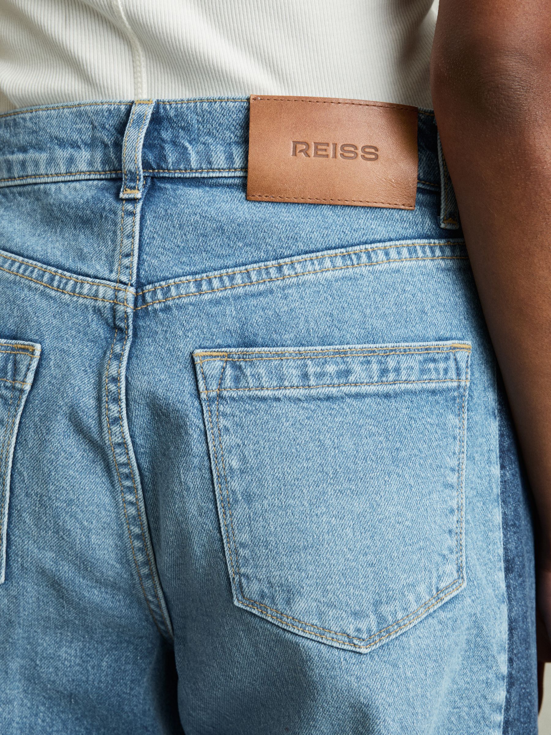 Wide-Leg Contrast-Panel Jeans in Light Blue - Image 5 of 7
