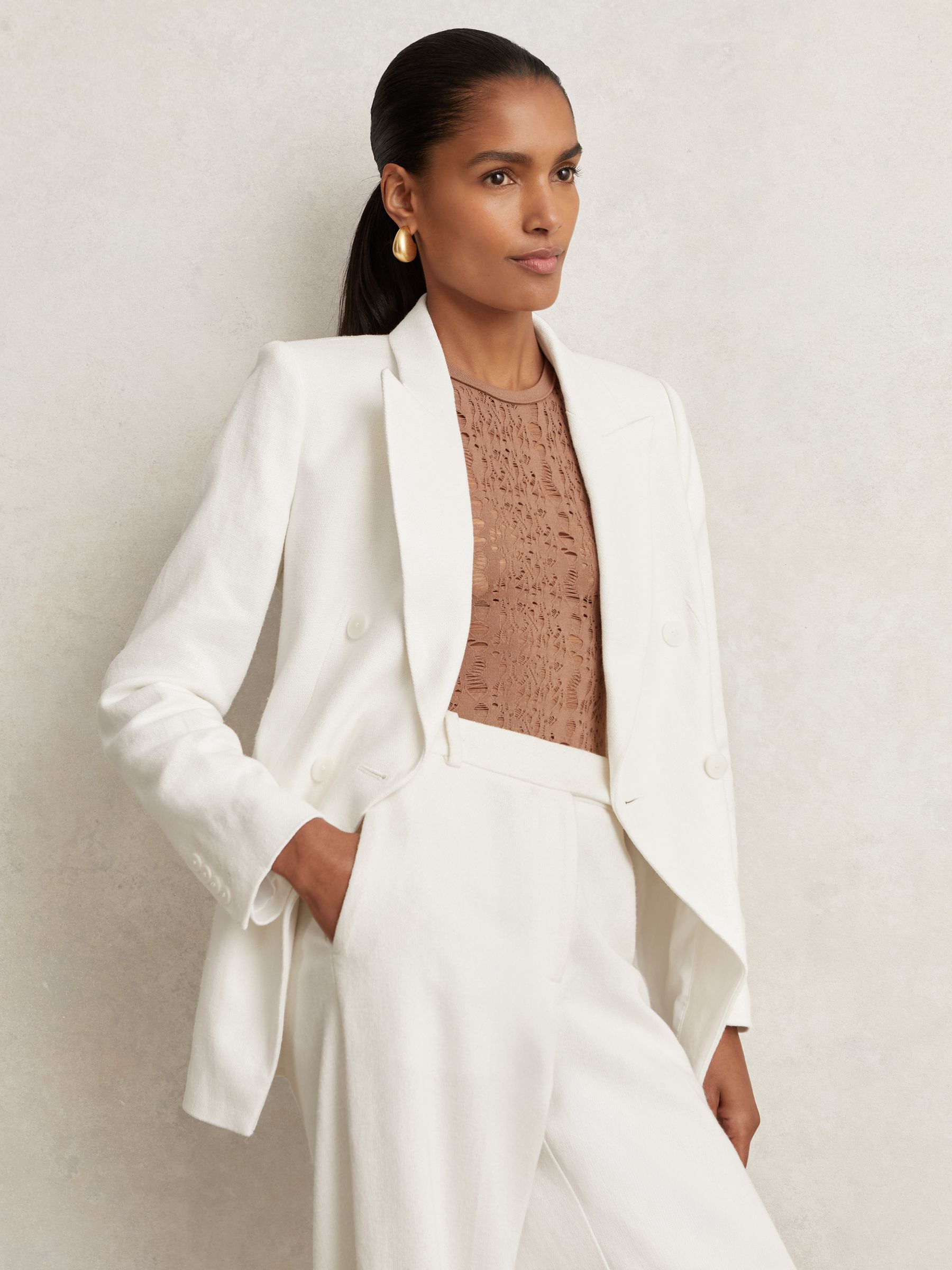 【海外限定】REISSブレザー☆Devon Linen Blend Double Breasted Buy Reiss Neutral Devon Linen-Blend Double-Breasted Suit