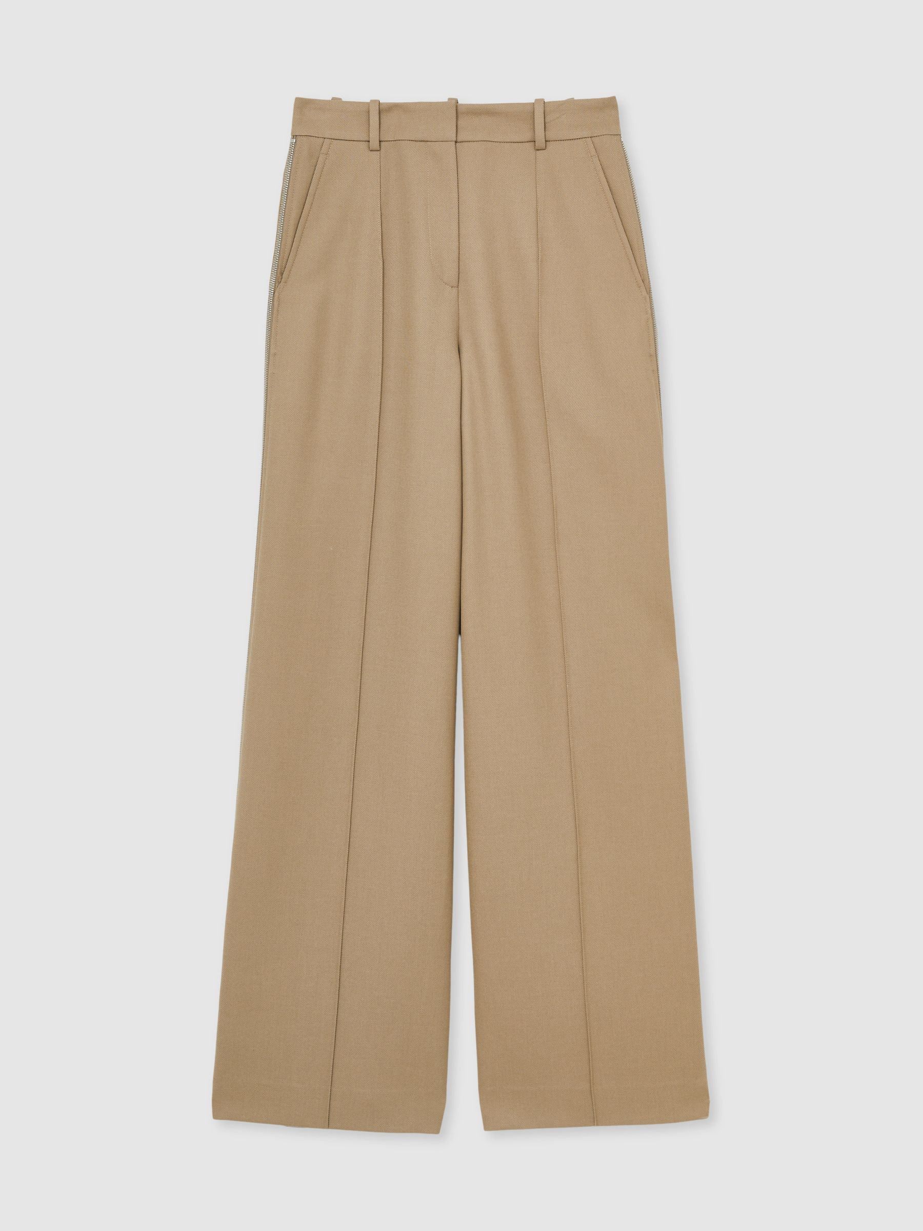 Petite Wide-Leg Side-Zip Trousers in Sage Green - Image 2 of 8