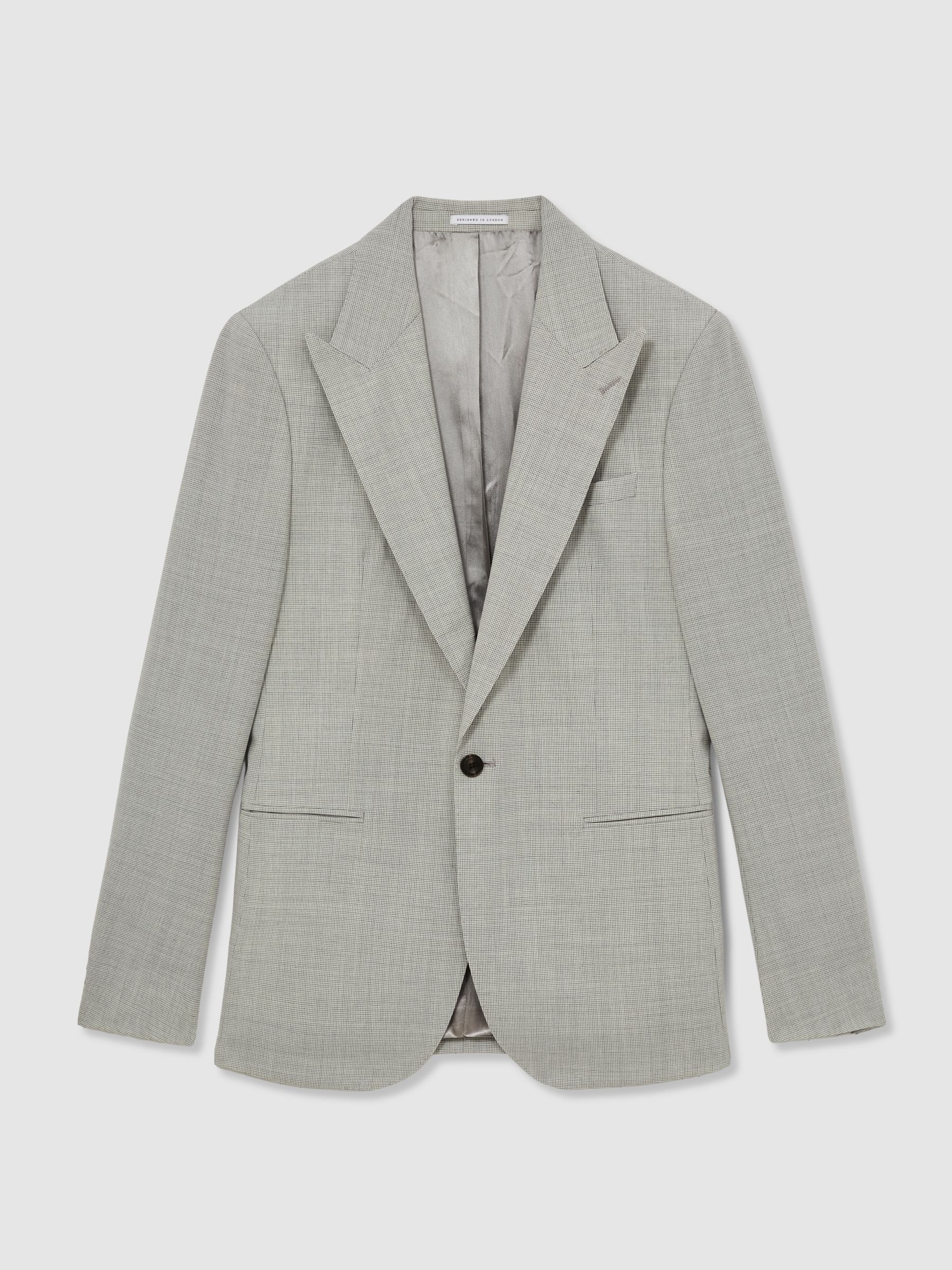 Single-Breasted Check Suit Blazer Slim-Fit in Grey - Image 3 of 9