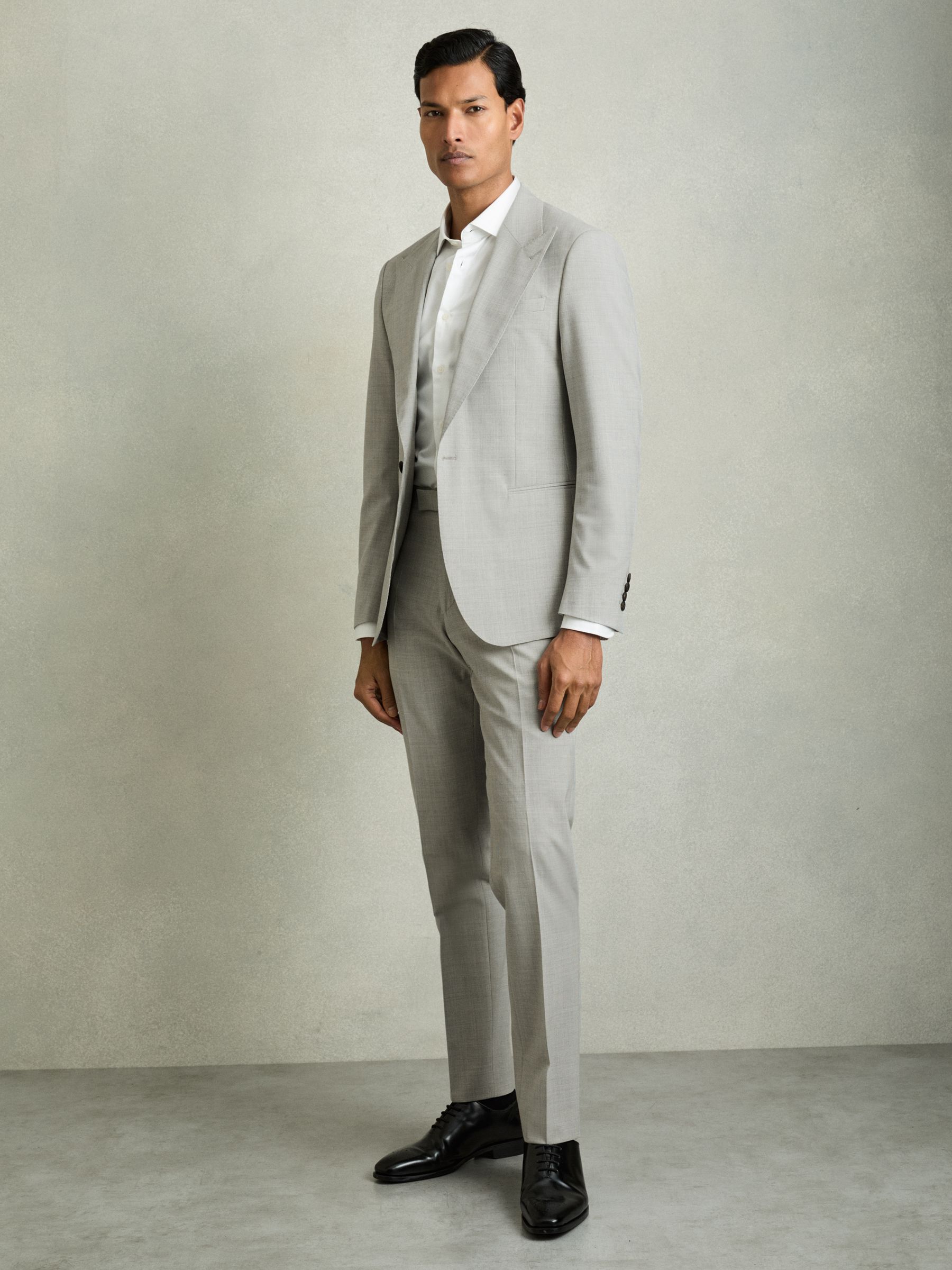 Single-Breasted Check Suit Blazer Slim-Fit in Grey - Image 4 of 9