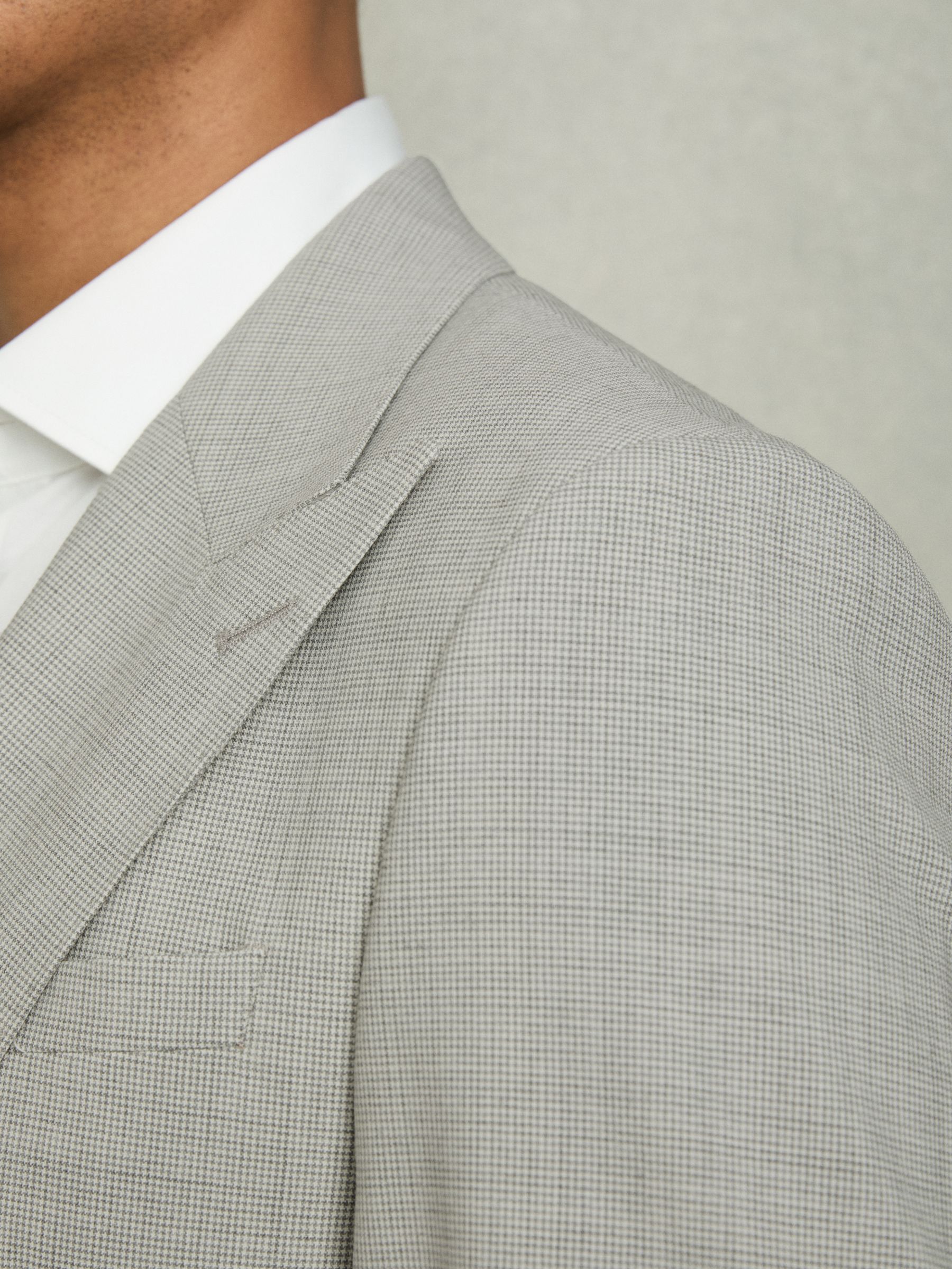 Single-Breasted Check Suit Blazer Slim-Fit in Grey - Image 5 of 9