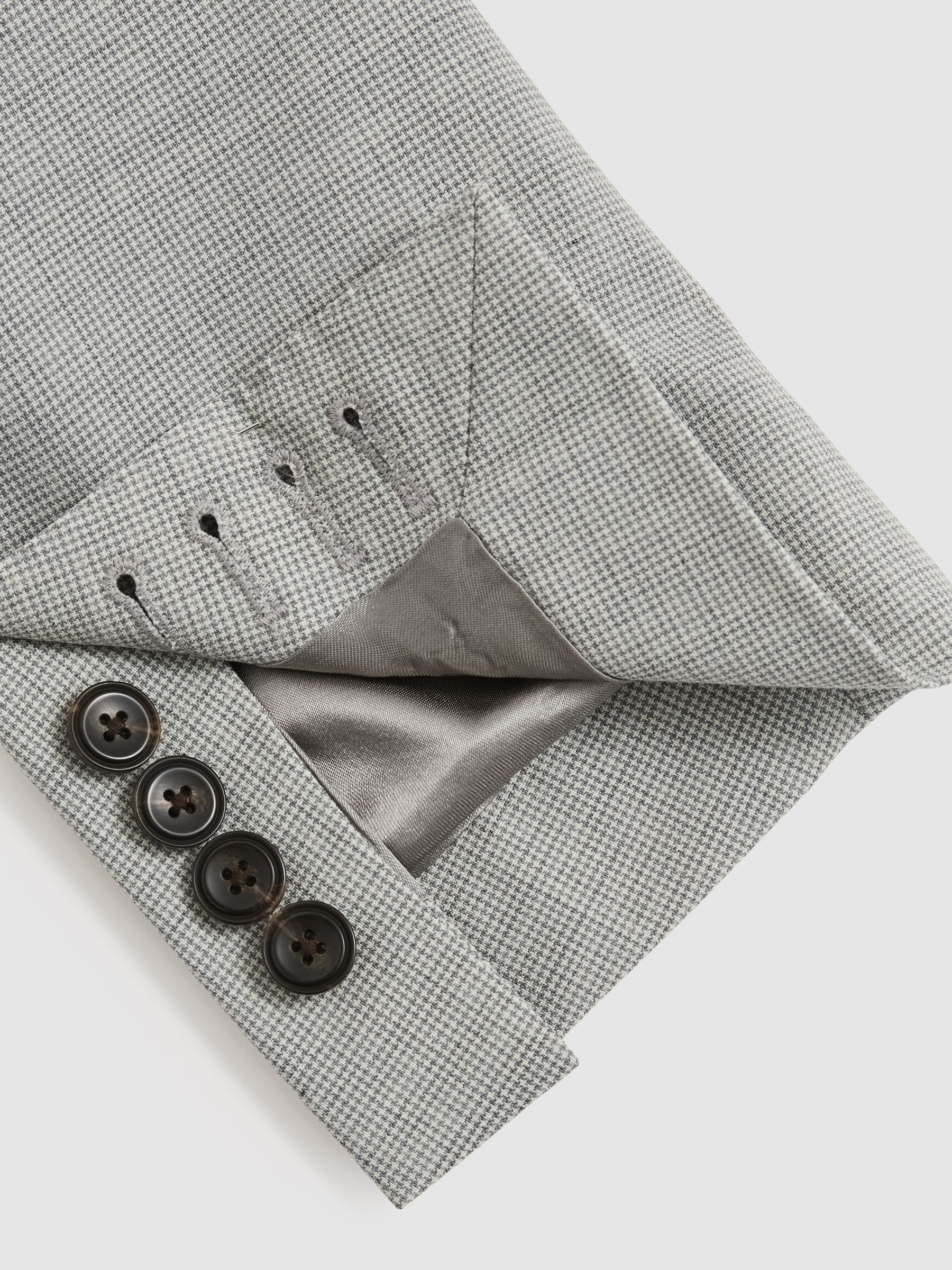 Single-Breasted Check Suit Blazer Slim-Fit in Grey - Image 7 of 9
