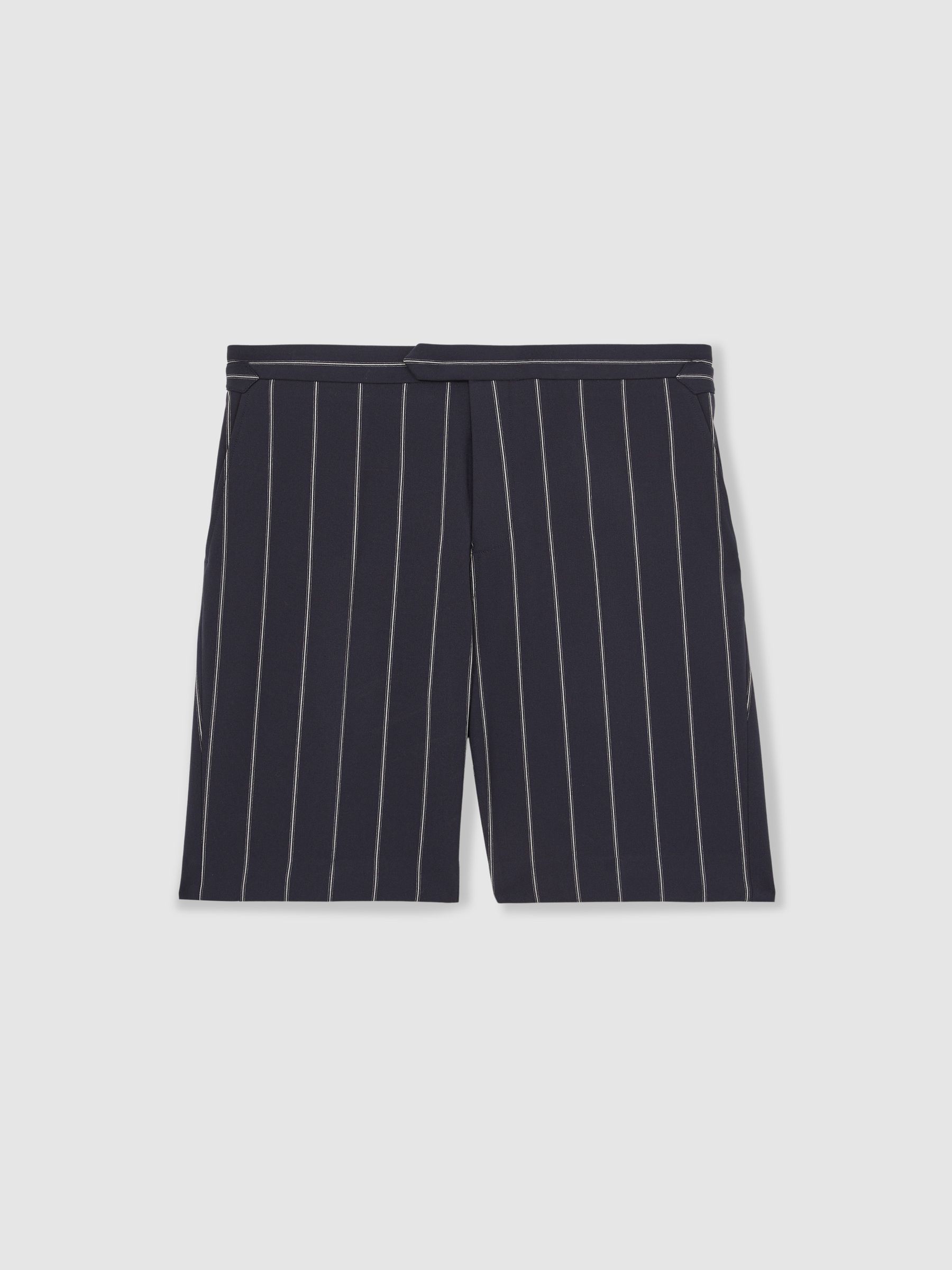 Striped Side-Adjuster Shorts in Navy - Image 2 of 6