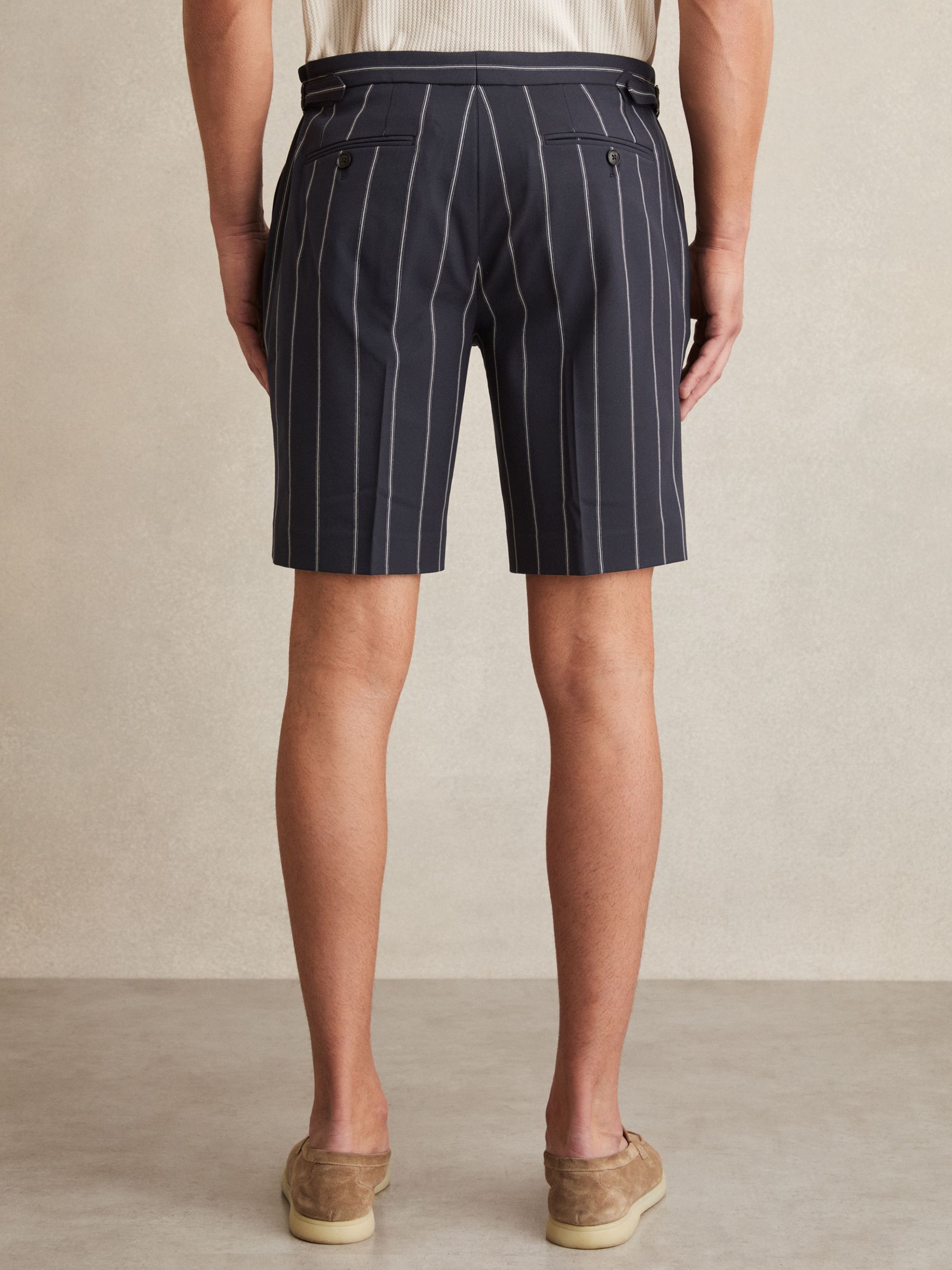 Striped Side-Adjuster Shorts in Navy - Image 5 of 6