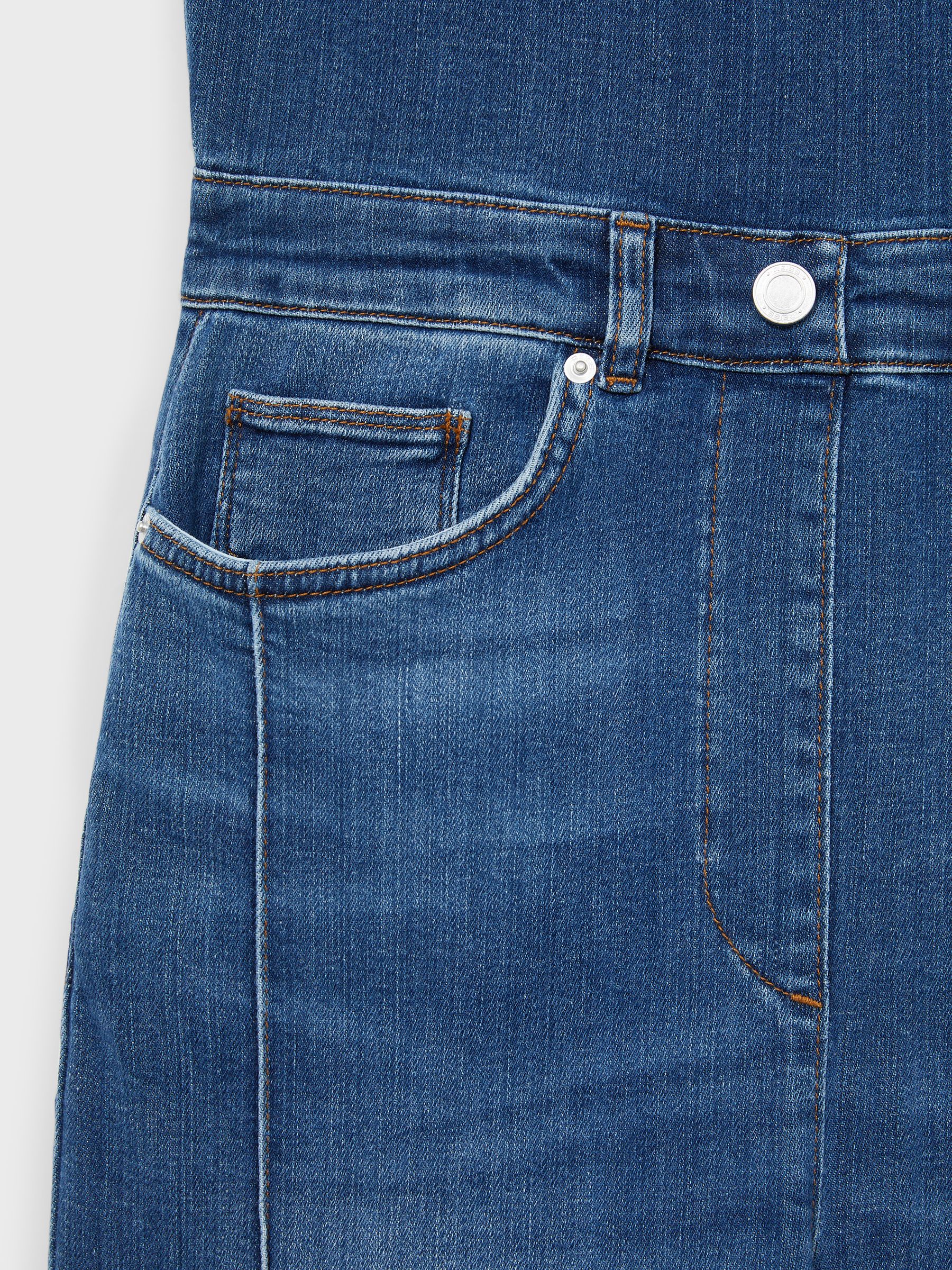 Reiss Wide-Leg Racer-Back Denim Jumpsuit in Indigo | REISS
