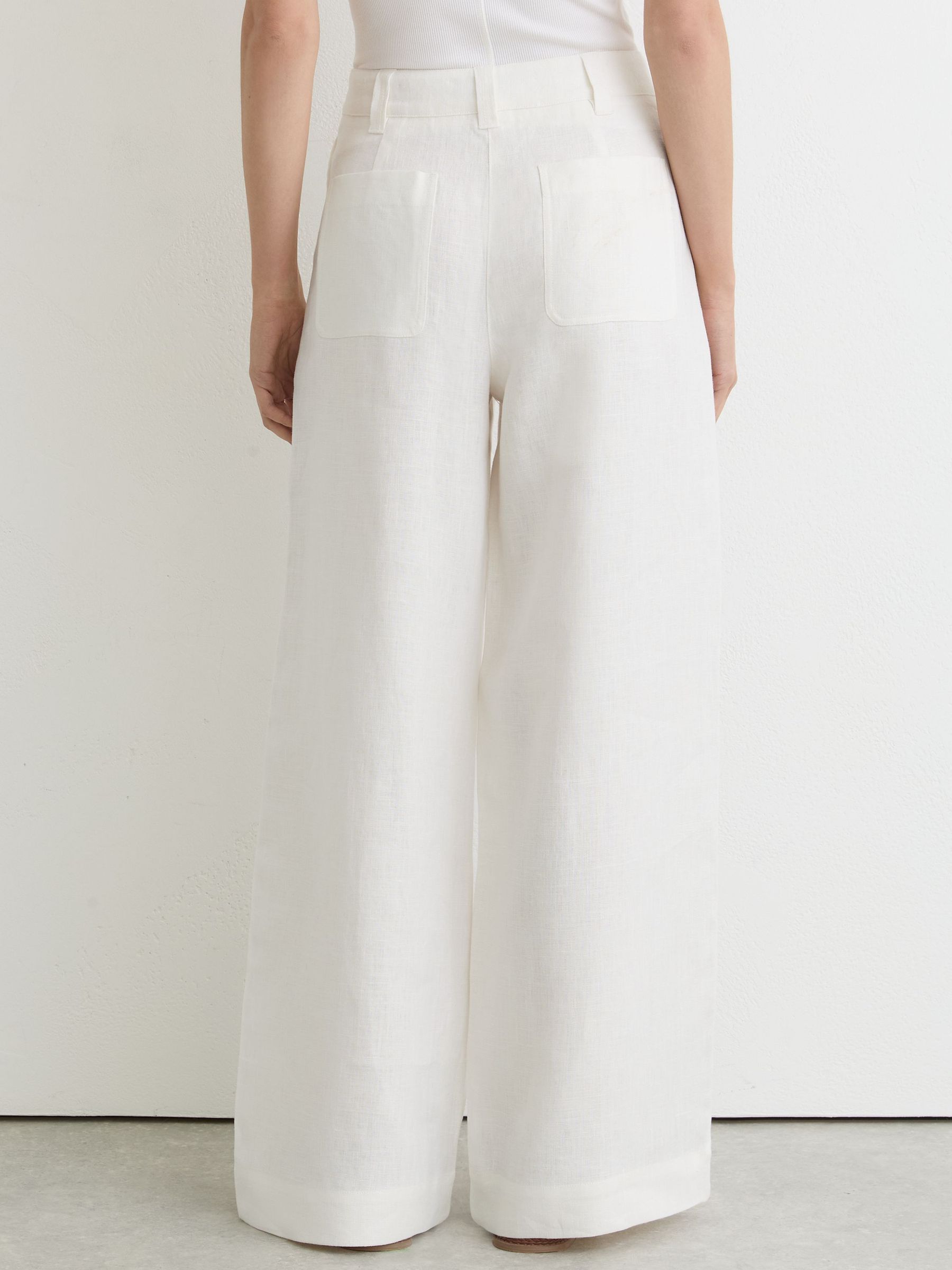 Petite Linen Wide-Leg Trousers in White - image 5