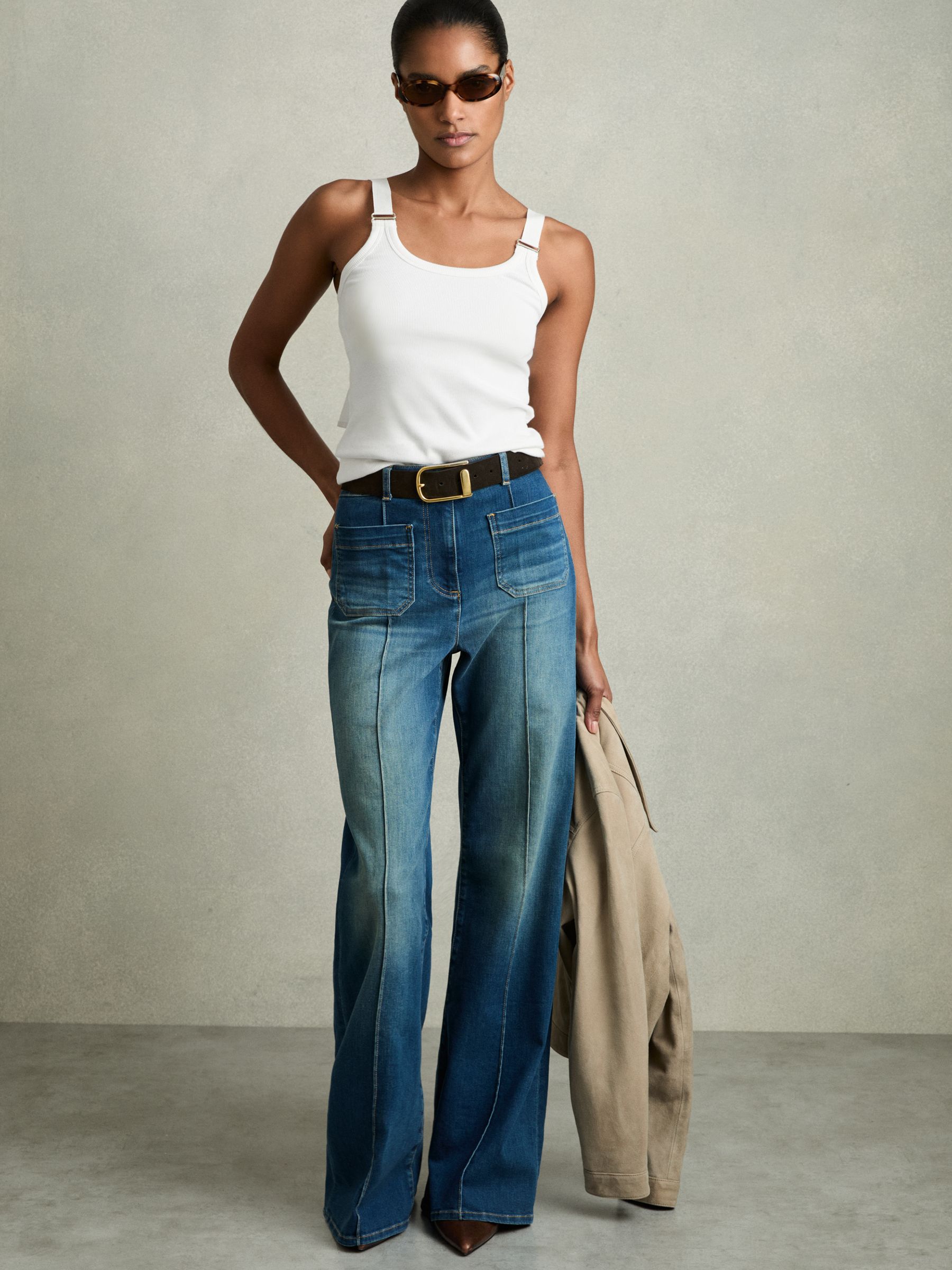 Stretch-Cotton D-Ring Strap Vest in White - Image 3 of 6