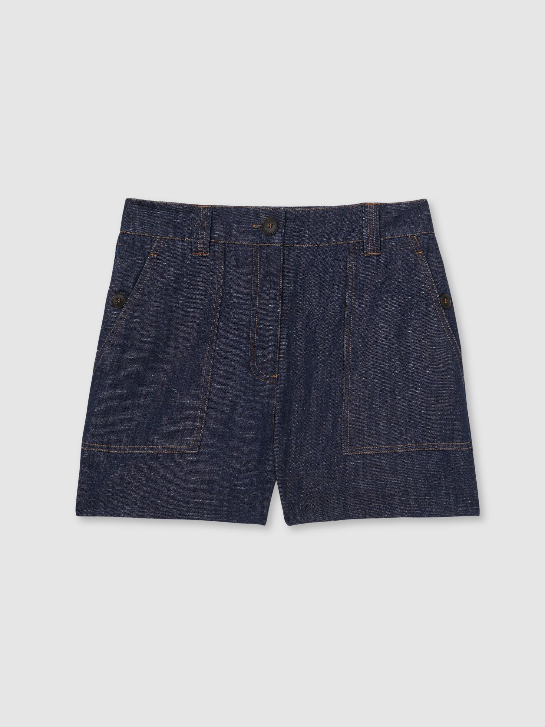Linen Chambray Shorts in Indigo - Image 2 of 7