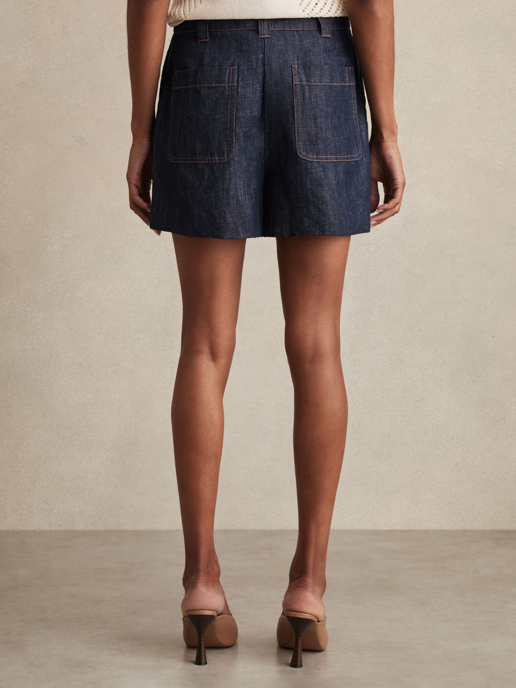Linen Chambray Shorts in Indigo - image 4