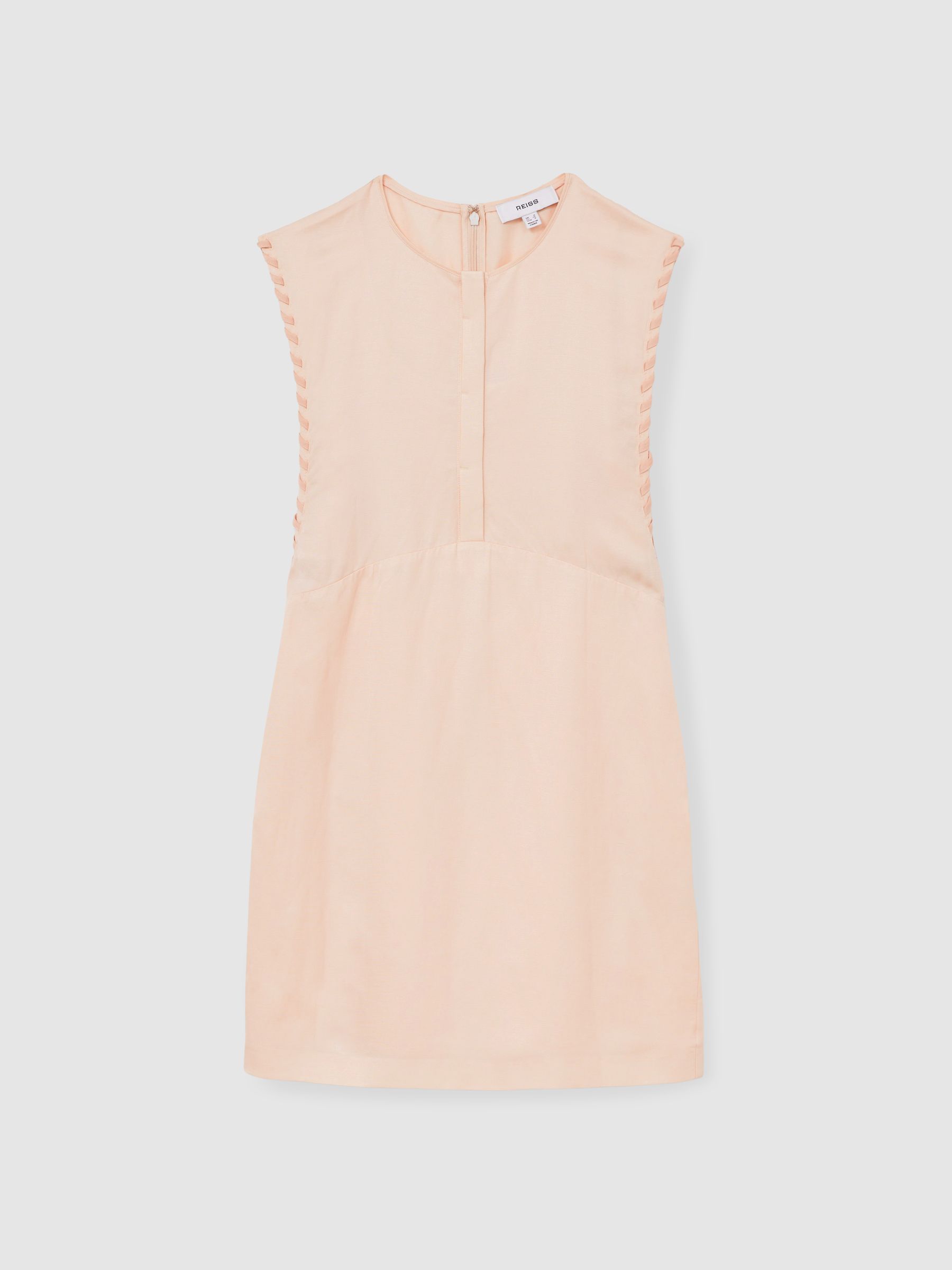 Whipstitch Sleeveless Shift Dress in Peach - Image 2 of 6