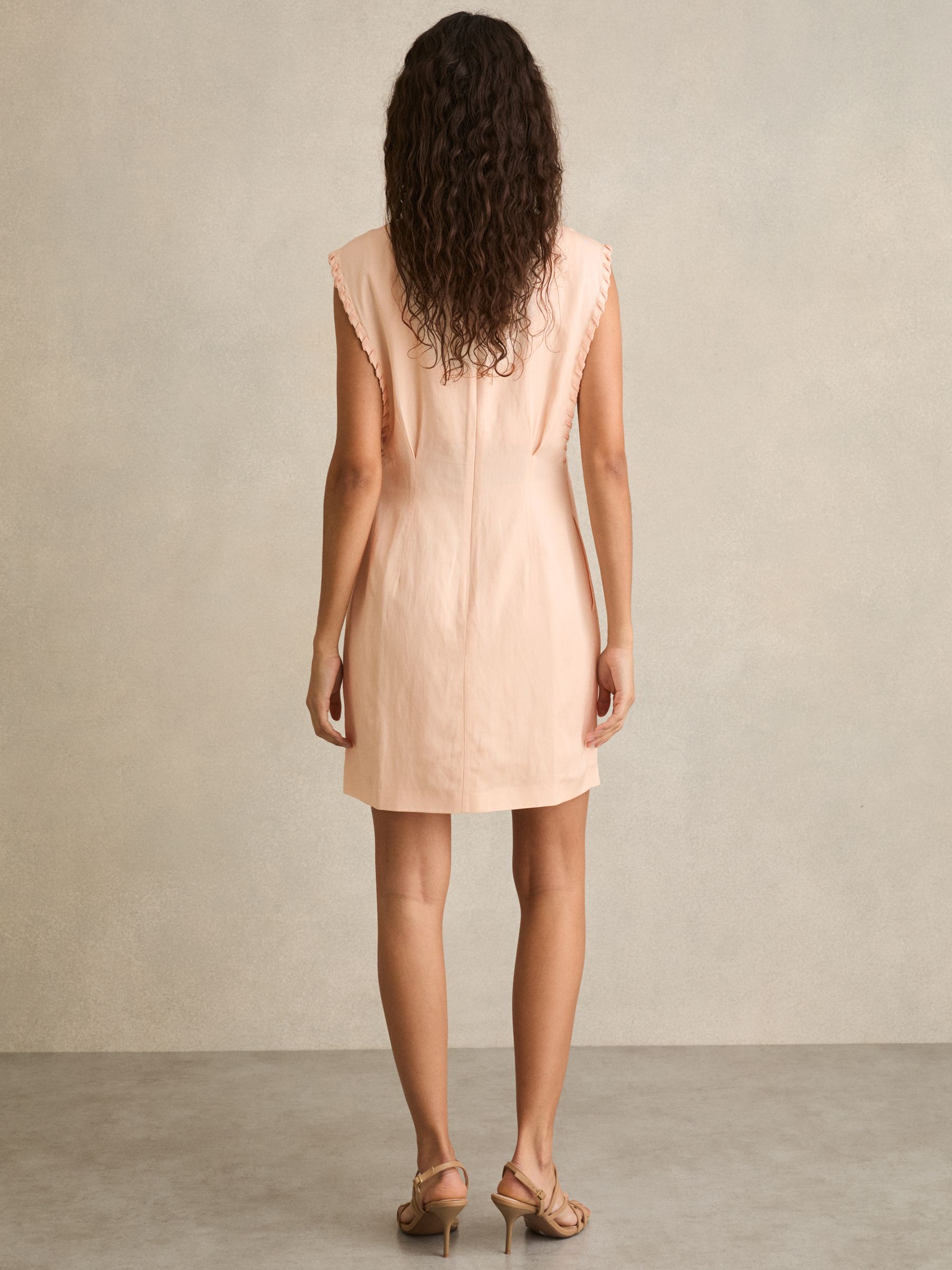 Whipstitch Sleeveless Shift Dress in Peach - Image 5 of 6