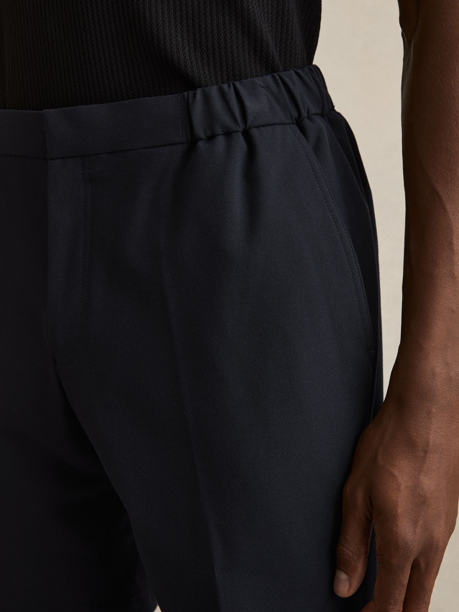 Drawstring Chino Shorts in Navy - Image 4 of 6