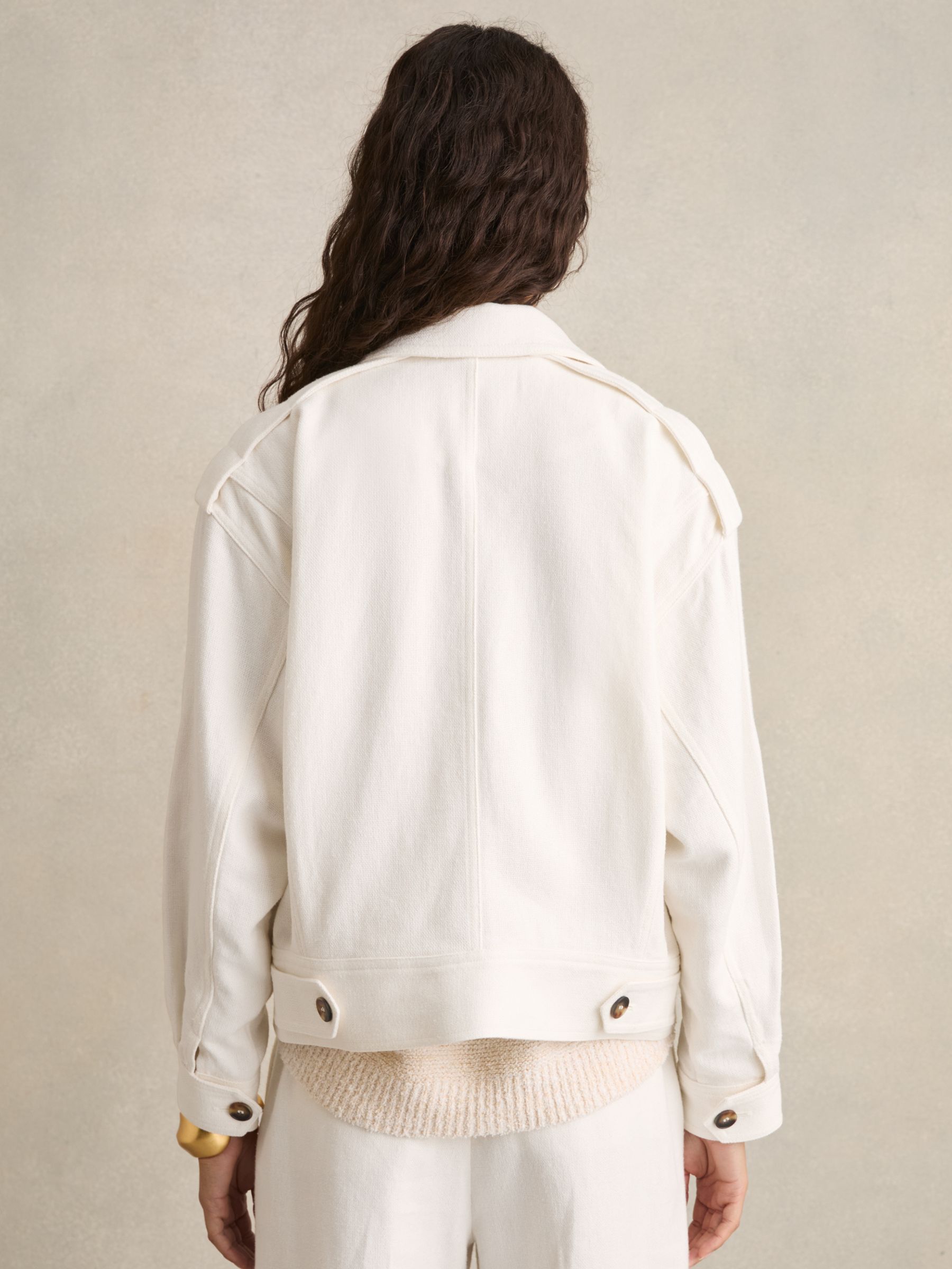 【海外限定】REISSジャケット☆Isla Linen-Blend Twin Pocket Ja Reiss Linen-Blend Twin-Pocket Jacket in White - REISS