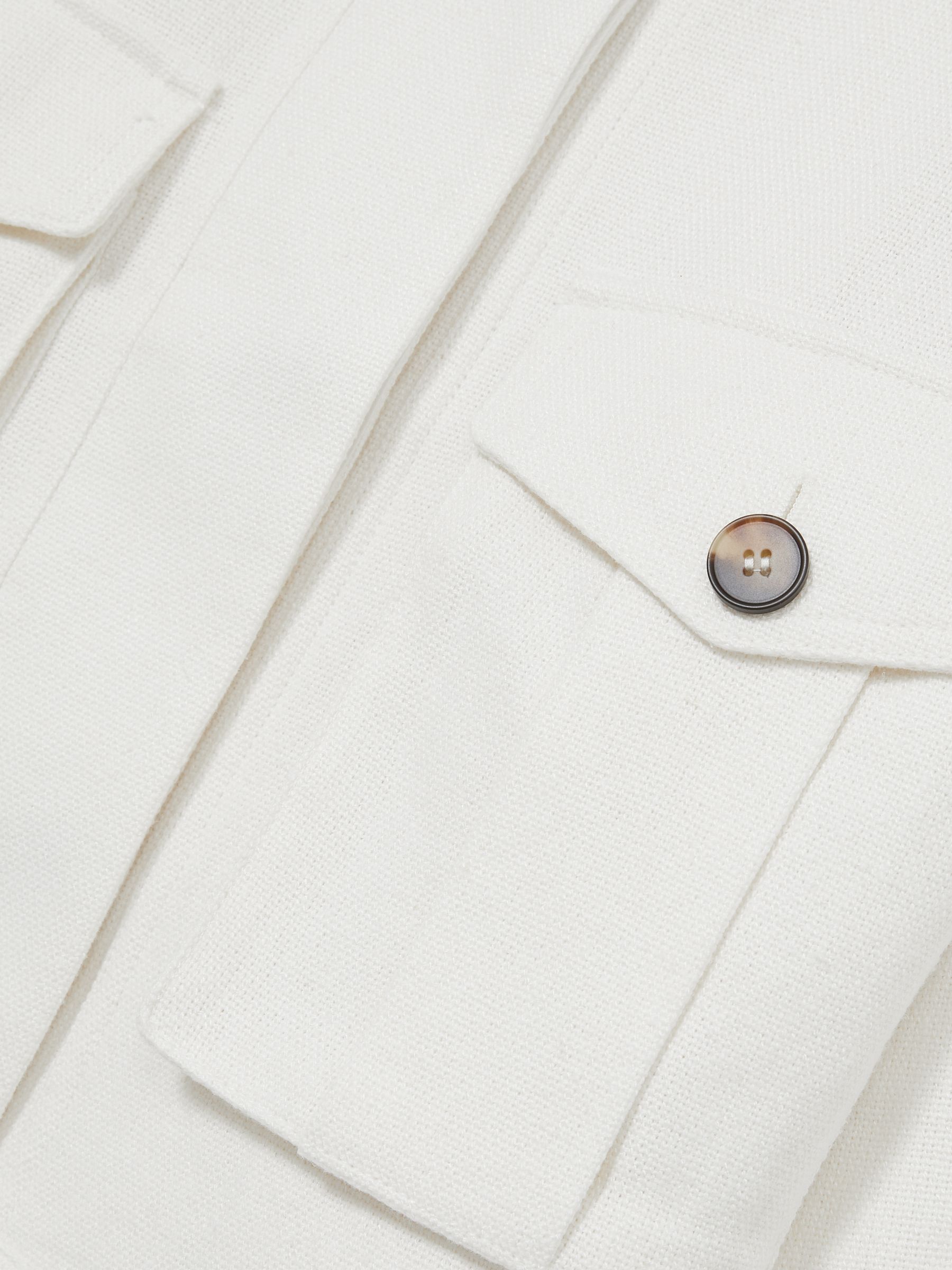 Reiss Linen-Blend Twin-Pocket Jacket in White - REISS