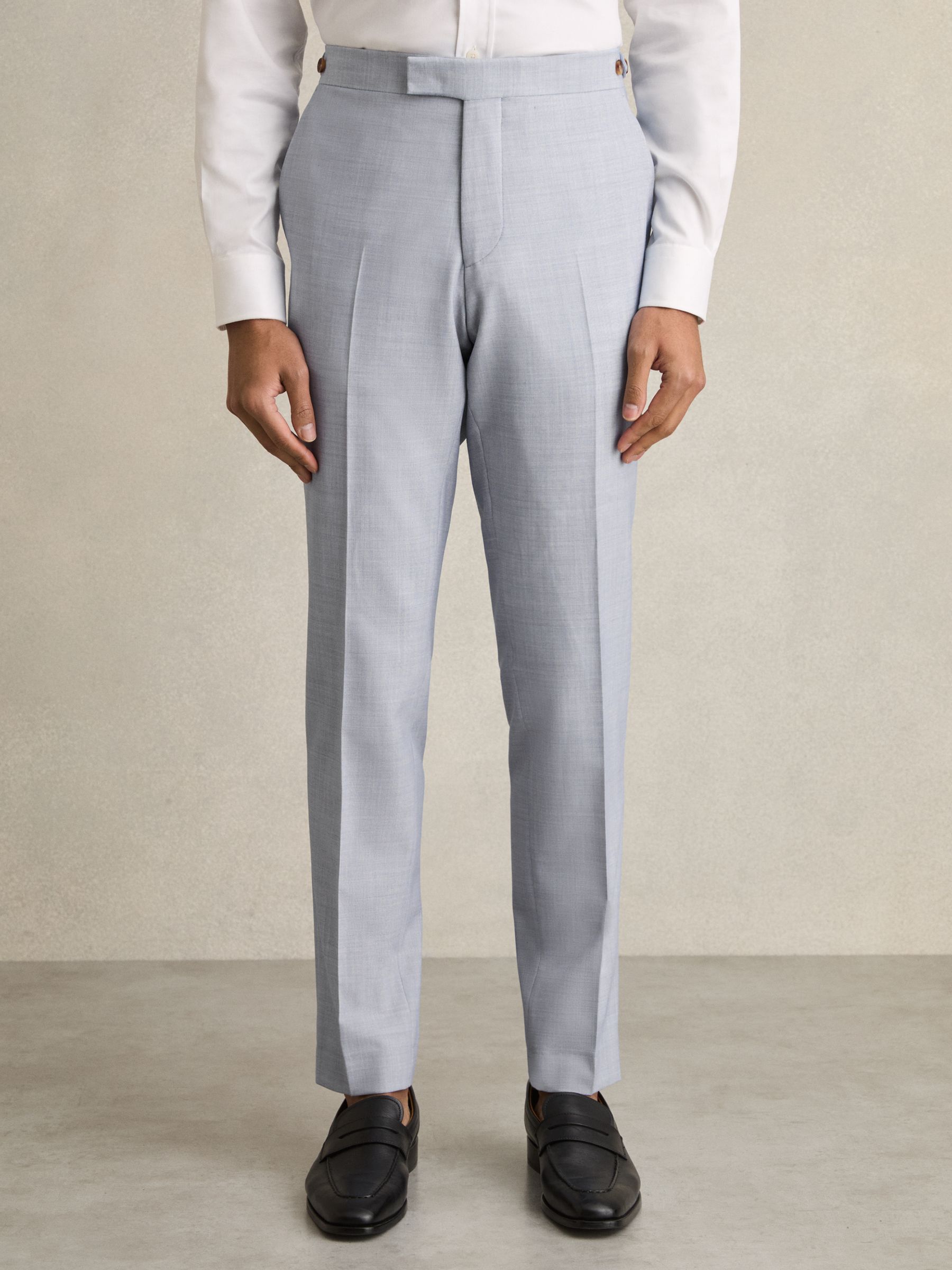 Slim-Fit Suit Trousers With Wool in Soft Blue - Image 3 of 7