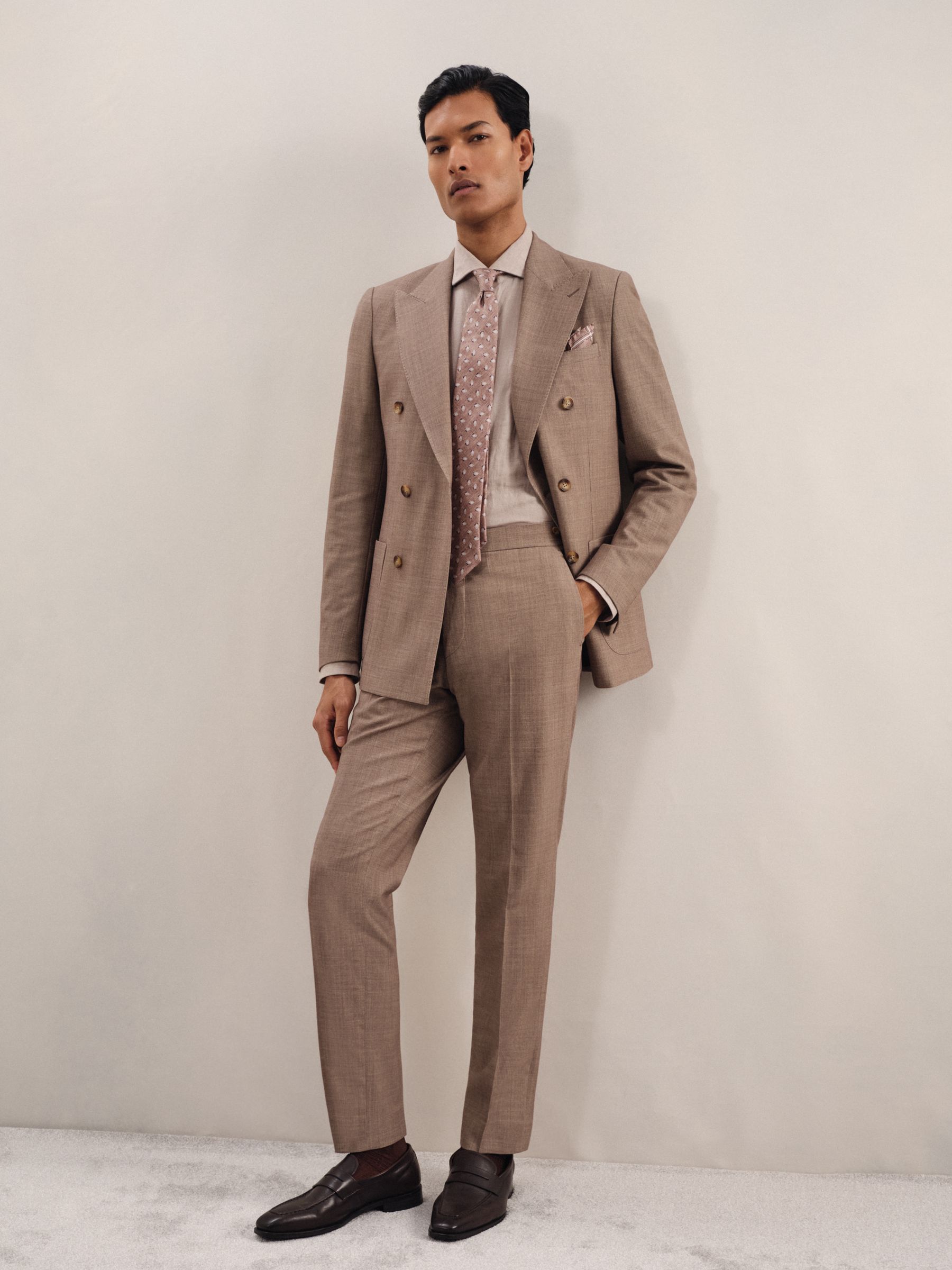 Slim-Fit Suit Trousers With Wool in Brown - Image 1 of 7