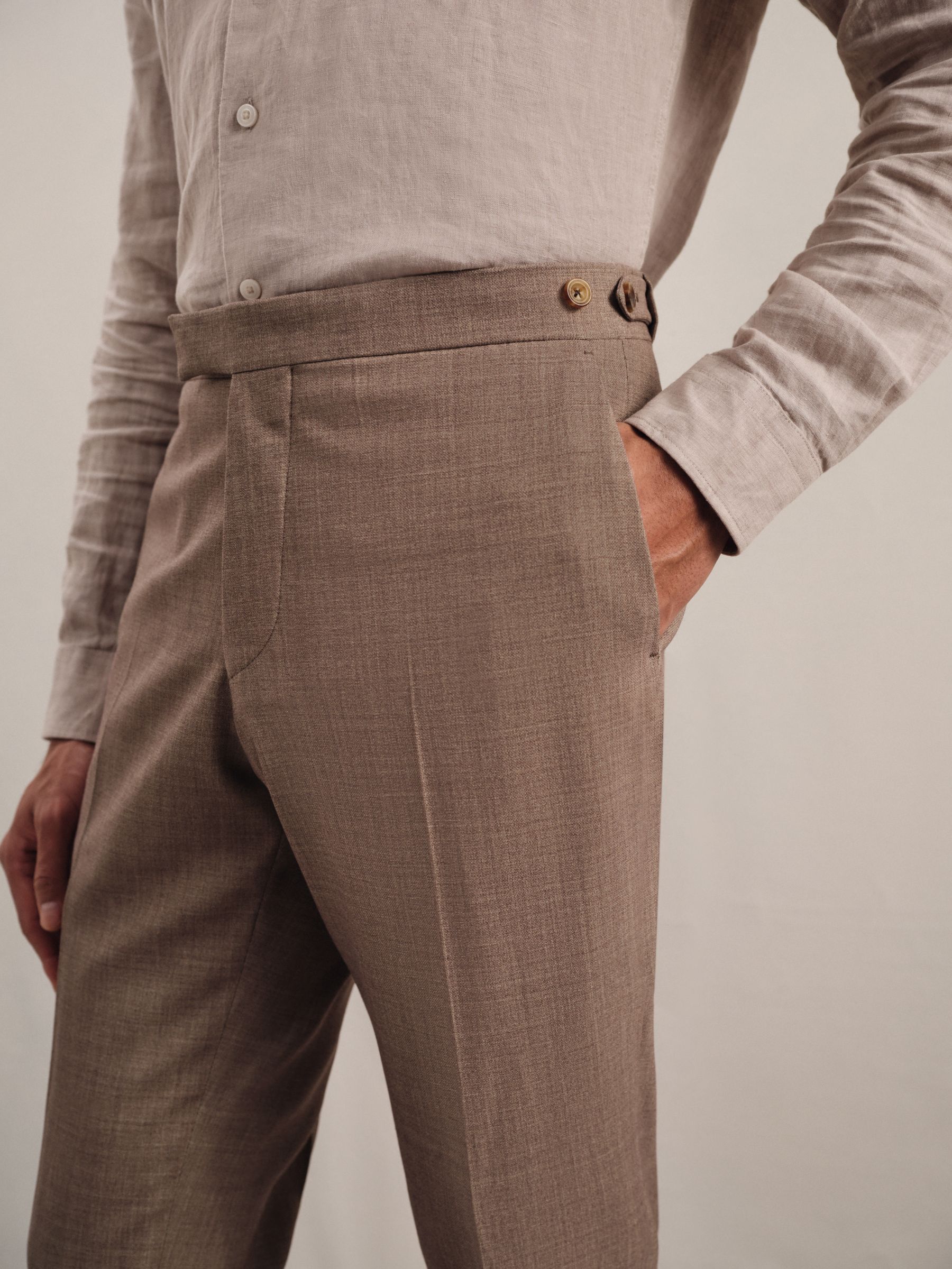 Slim-Fit Suit Trousers With Wool in Brown - Image 3 of 7