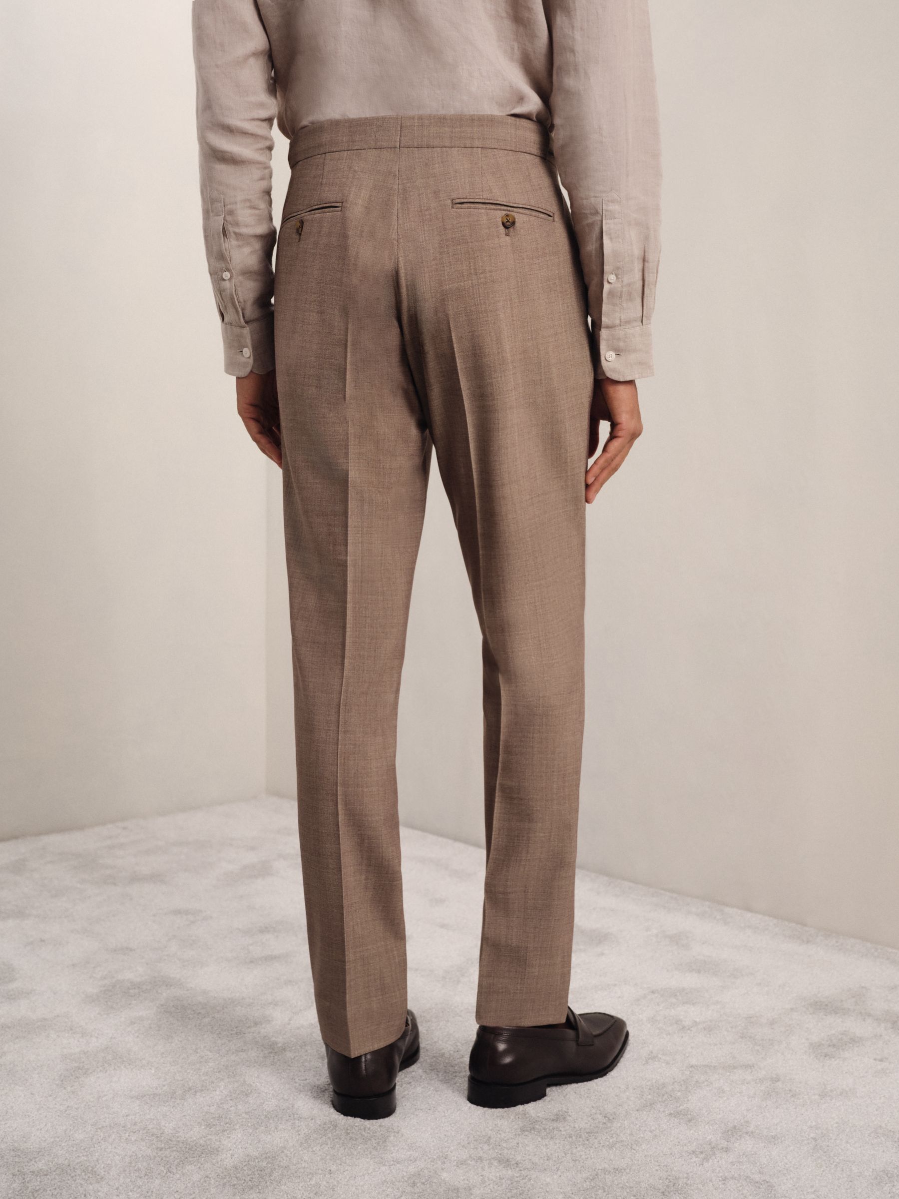 Slim-Fit Suit Trousers With Wool in Brown - Image 4 of 7