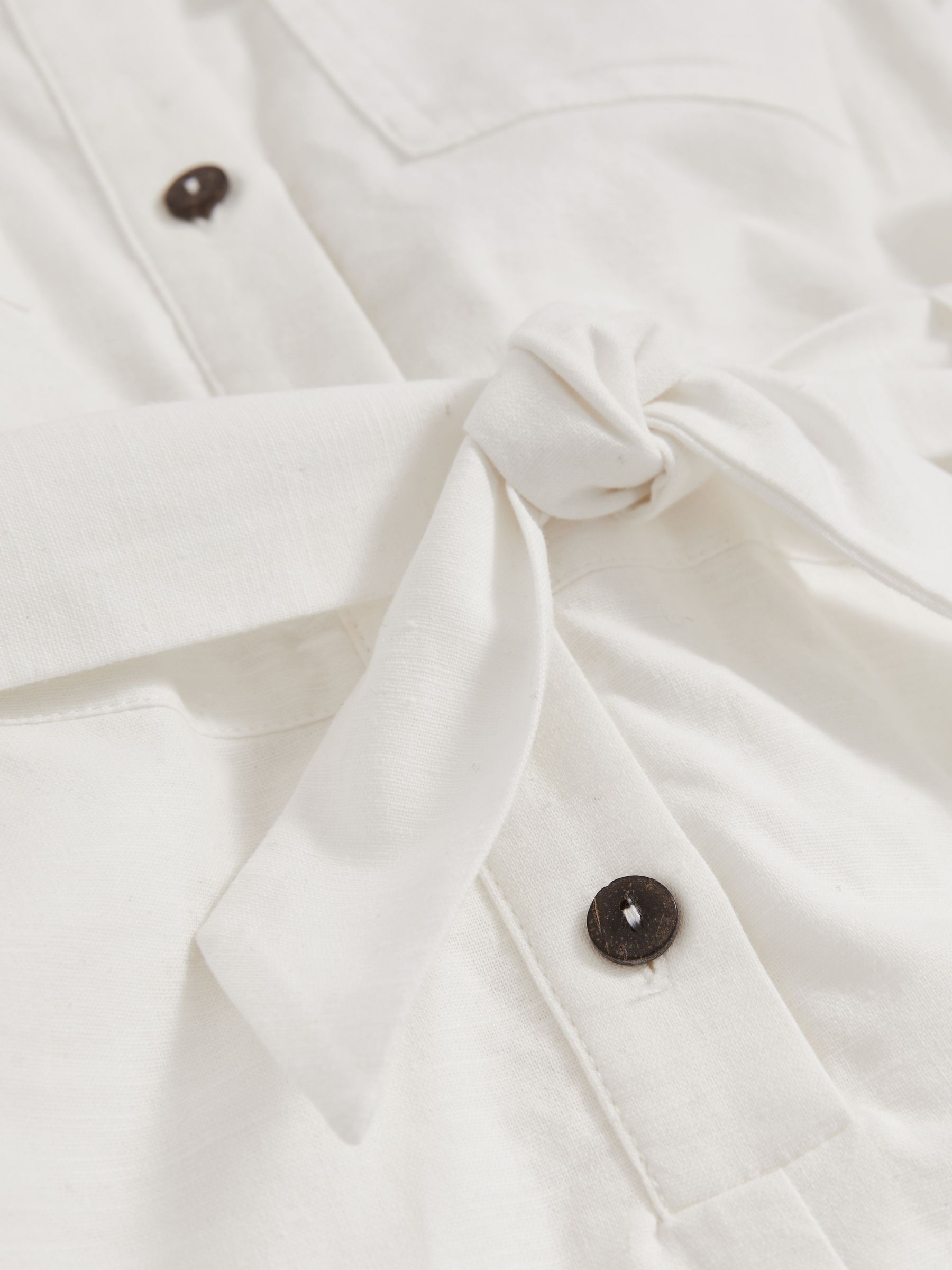4-9 yrs Cotton-Linen Belted Playsuit in Ivory - Image 5 of 5