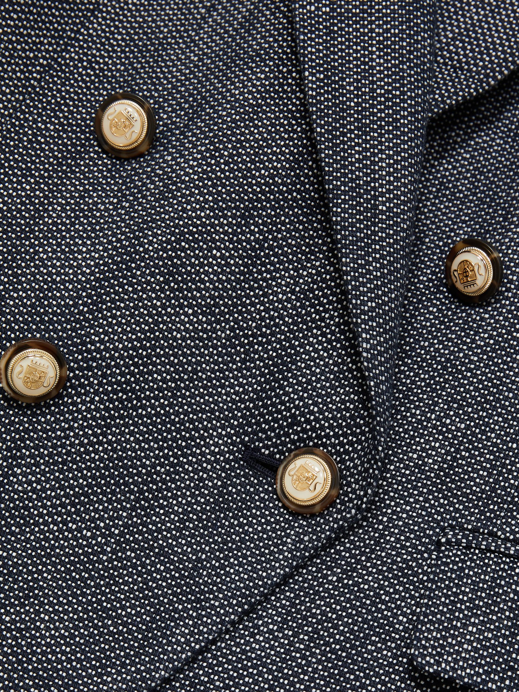 Petite Linen-Cotton Double-Breasted Blazer in Navy - Image 6 of 7