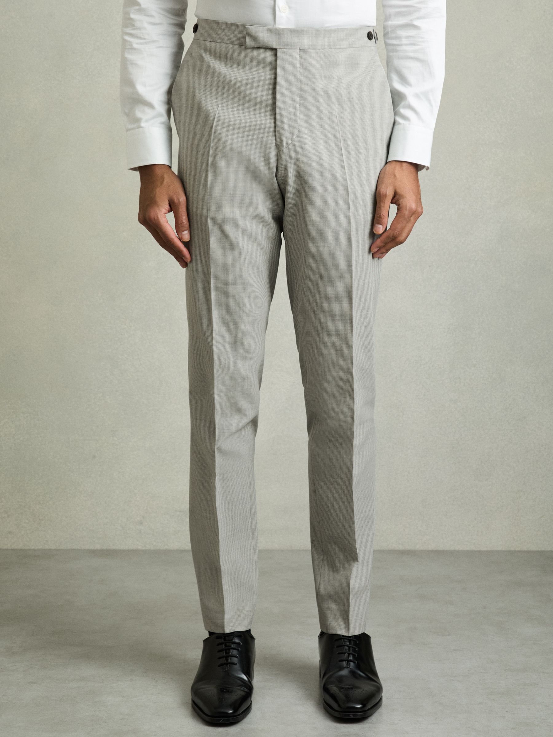 Puppytooth-Check Suit Trousers Slim-Fit in Grey - image 4