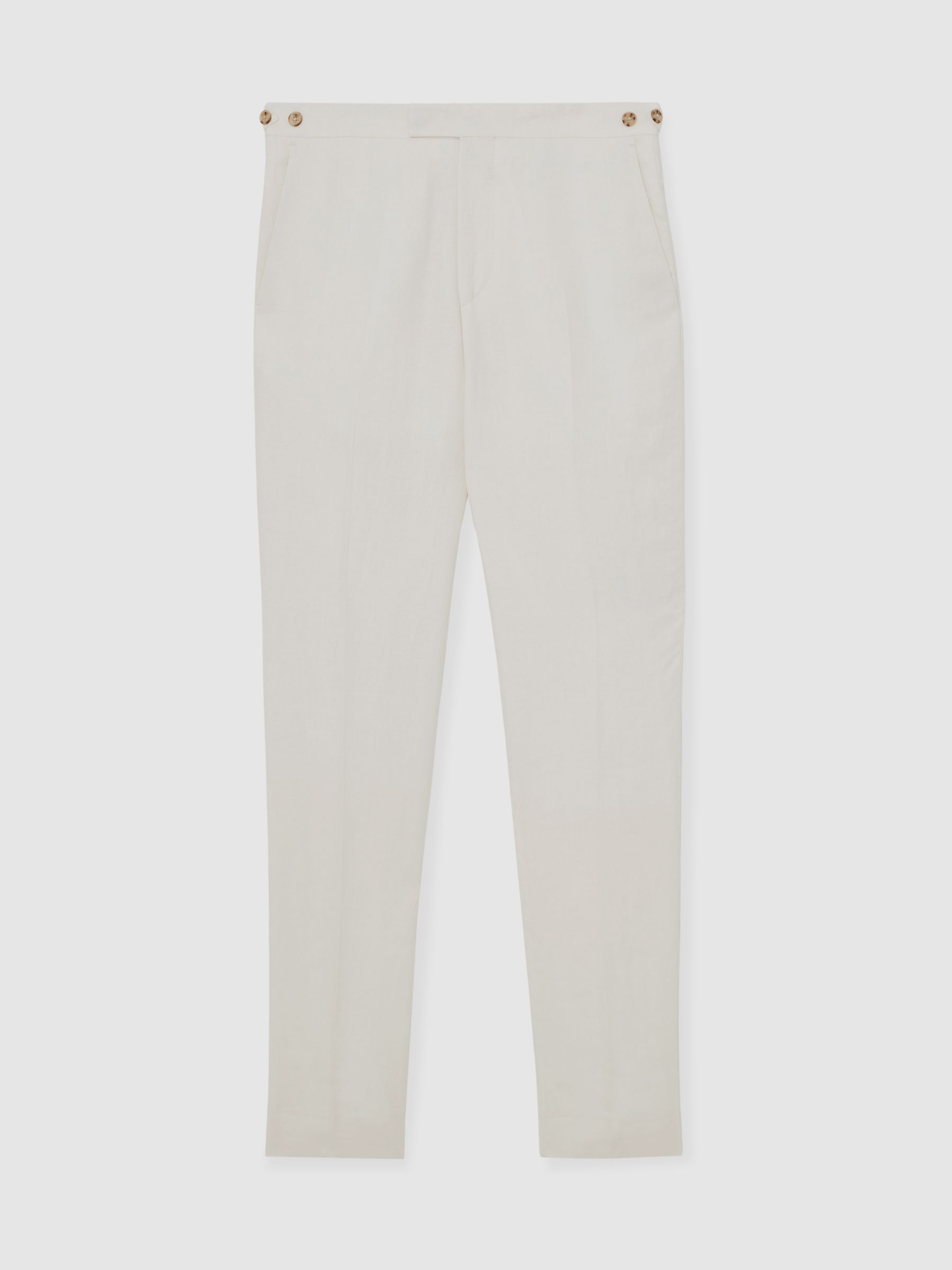 Slim-Fit Linen Herringbone Suit Trousers in White - Image 2 of 7