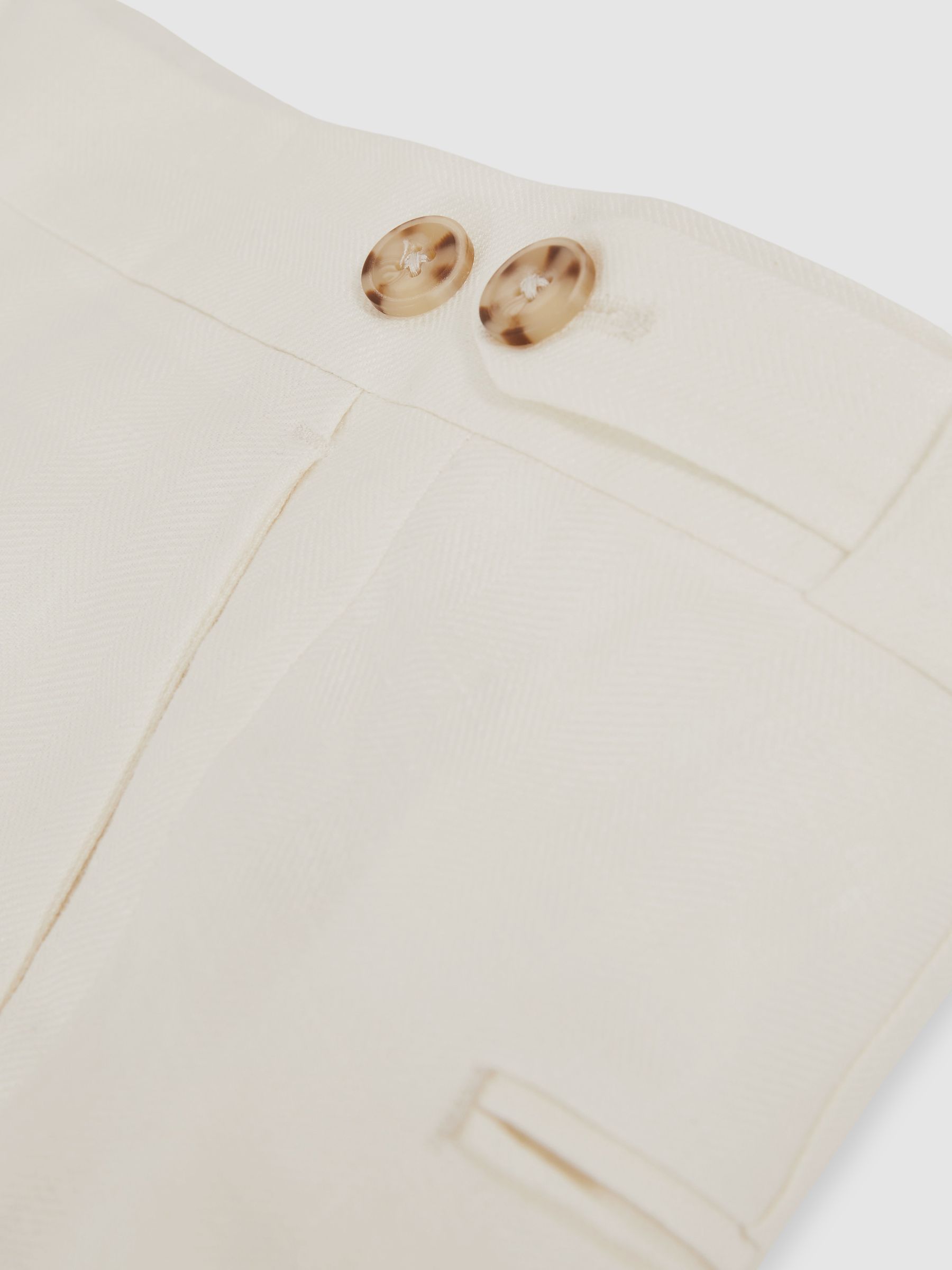 Slim-Fit Linen Herringbone Suit Trousers in White - Image 7 of 7