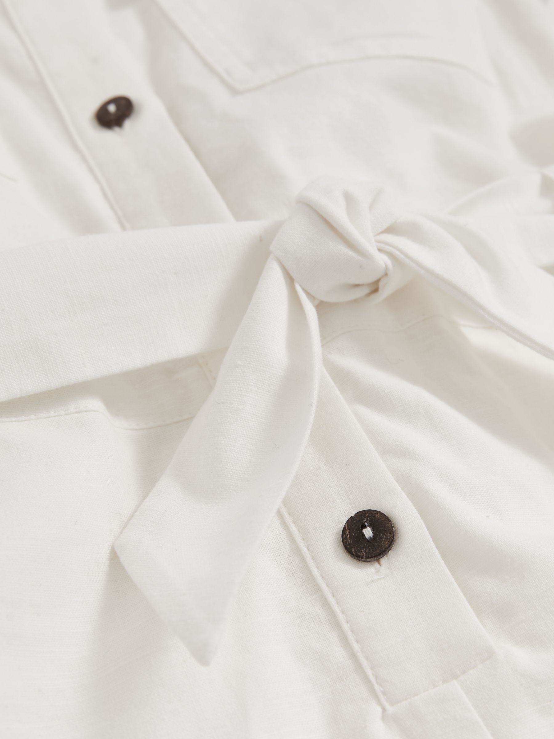 13-14 yrs Cotton-Linen Belted Playsuit in Ivory - Image 4 of 4